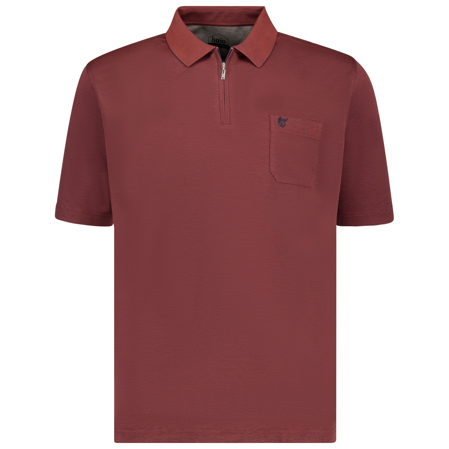 Rot- meliertes Poloshirt SOFTKNIT für Herren von hajo kurzarm in Übergrößen 3XL bis 6XL
