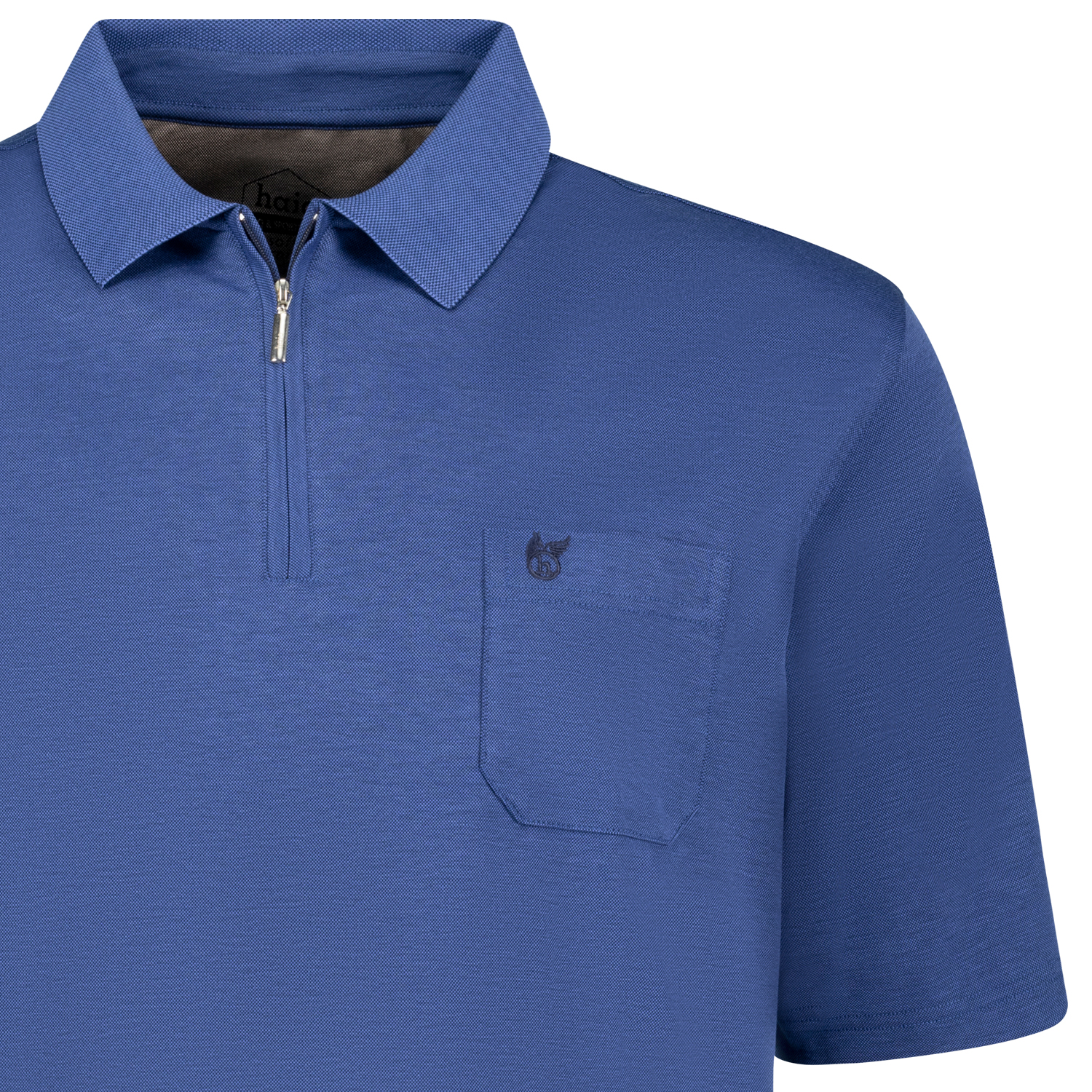 SOFTKNIT Kurzarm Poloshirt von hajo blau meliert bis Übergröße 6XL
