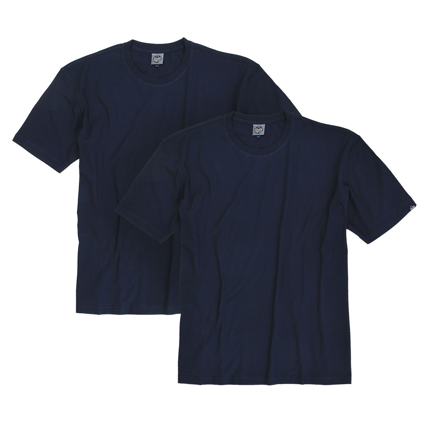 Dunkelblaues T-Shirt mit Rundhalsausschnitt im Doppelpack von Ahorn Sportswear bis Übergröße 10XL