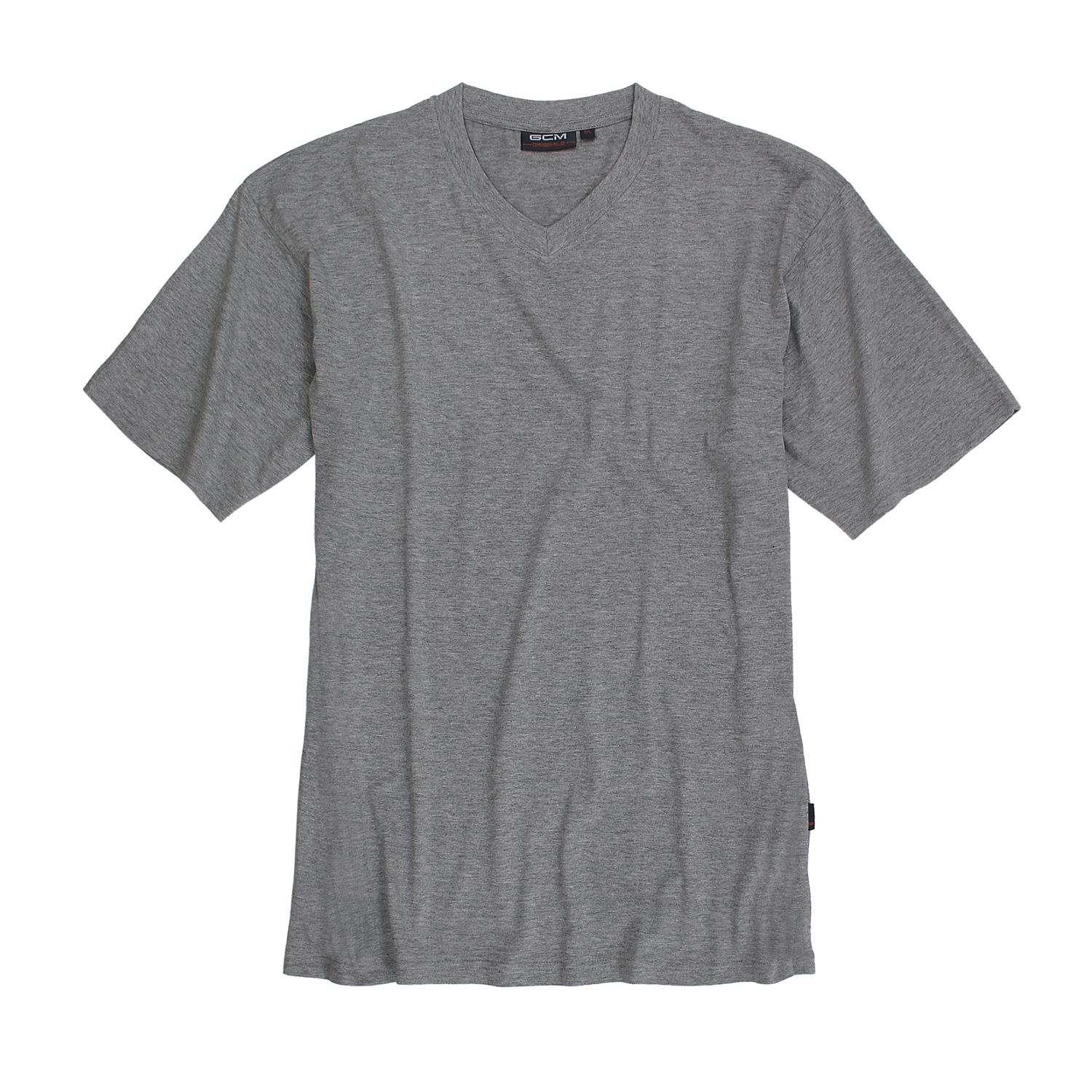 T-shirt gris chiné col V de GCM Originals grandes tailles jusqu'au 6XL