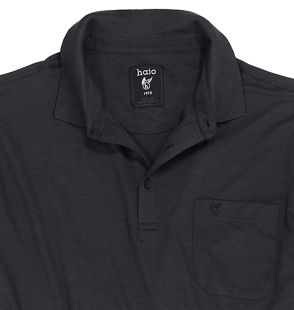 Schwarzes Poloshirt "softknit" von Hajo in Übergrößen bis 6XL 