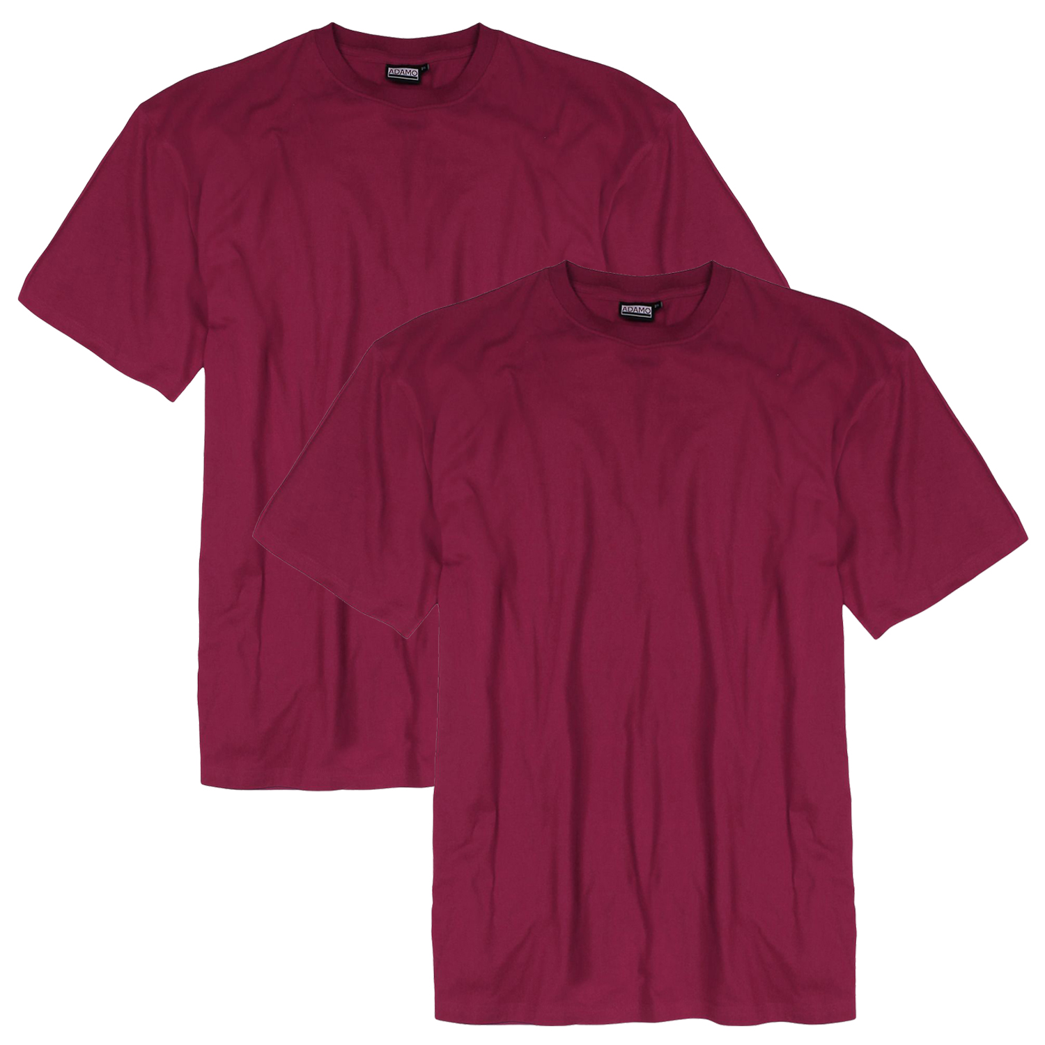 Herren T-Shirt mit Rundhalsausschnitt COMFORT FIT in brombeer- rot Serie Marlon von Adamo in Übergrößen bis 12XL - Doppelpack