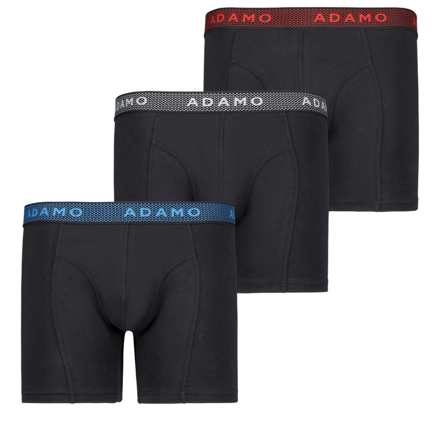 Boxer noir ceinture colorée série JERRY by ADAMO en grandes tailles jusqu'au 20- boite de 3 pièces