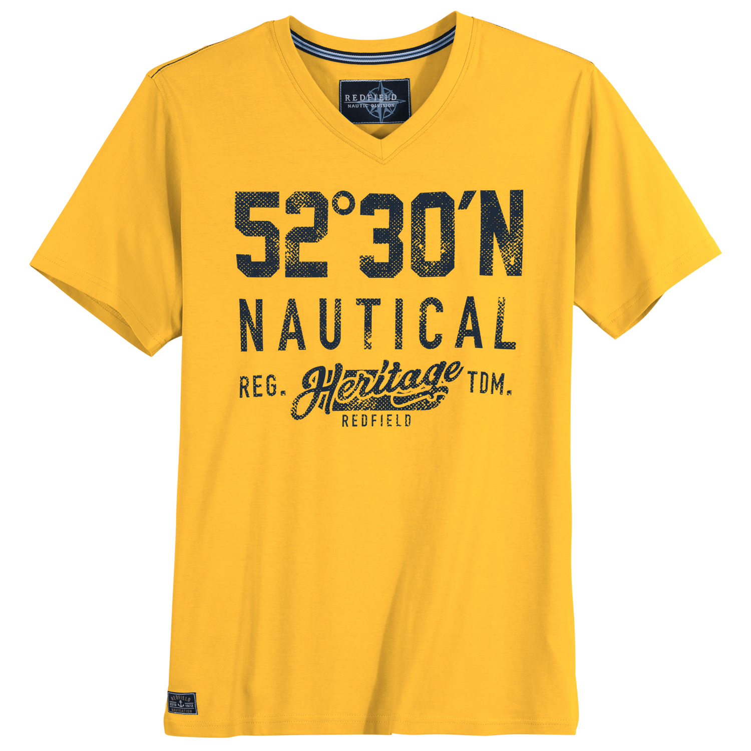 Herren T-Shirt mit V-Ausschnitt in lemone ice von Redfield bis Übergröße 10XL