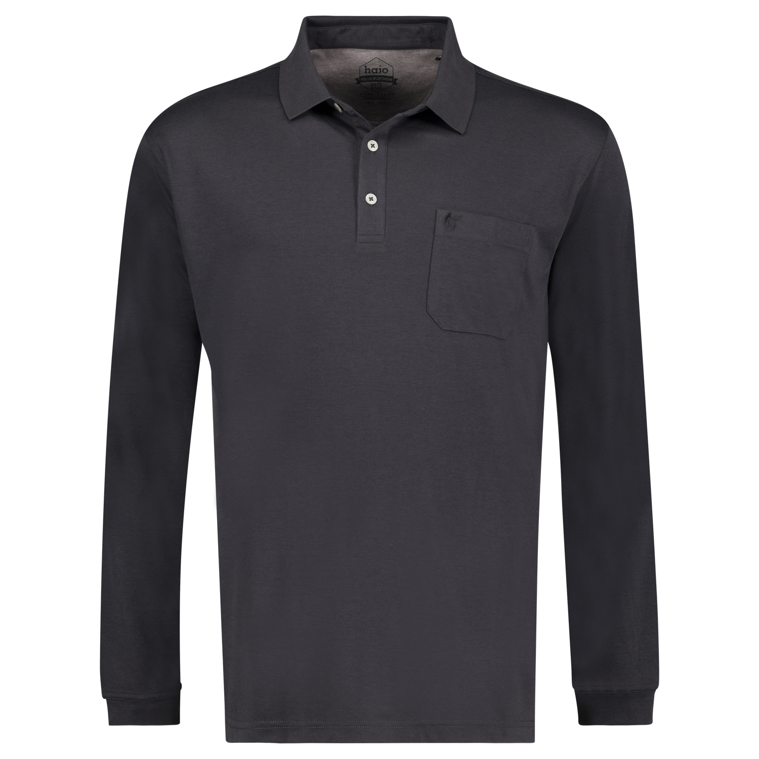 Polo-shirt noir à manches longues "Stay Fresh" de hajo // grandes tailles jusqu'au 6XL - tricot doux