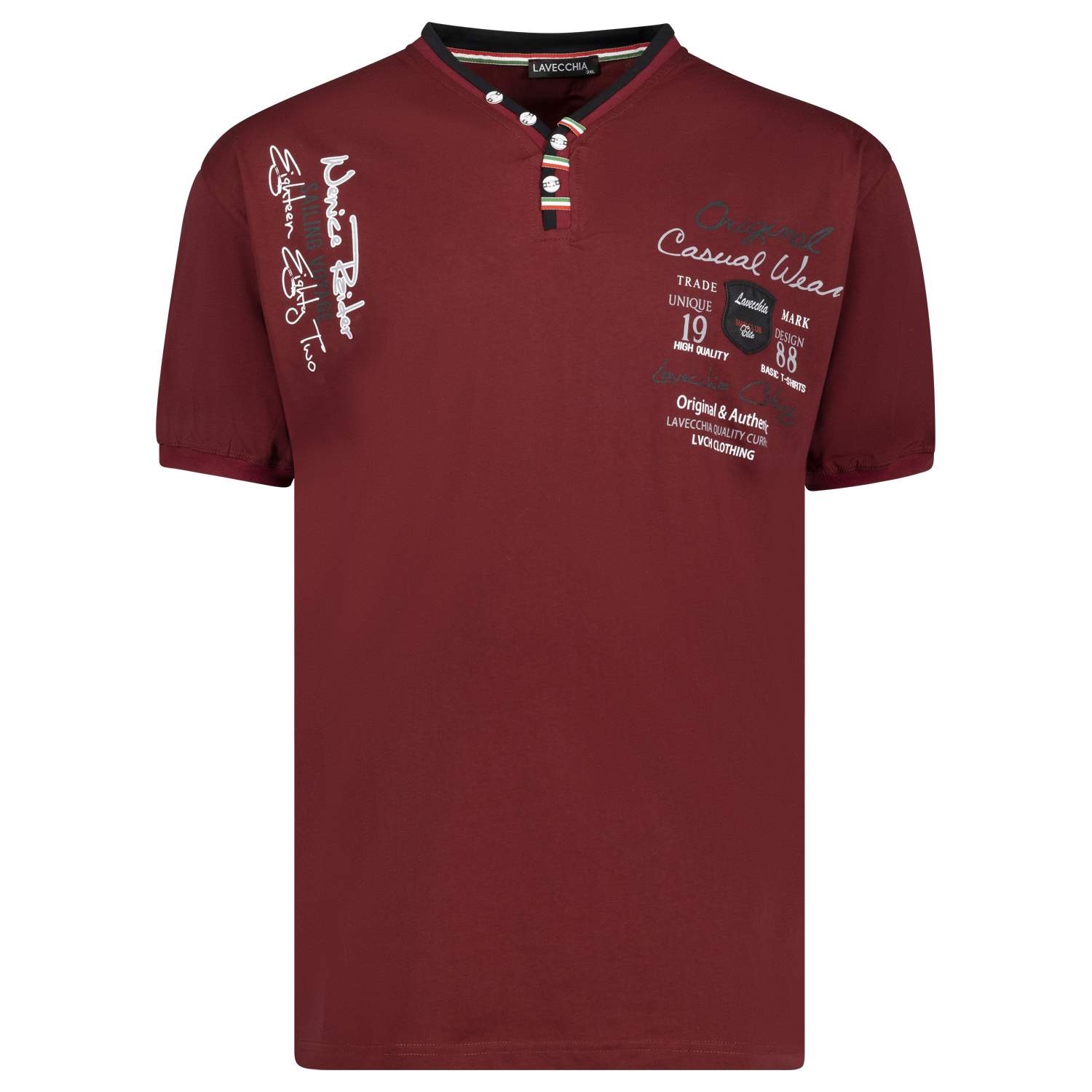 T-shirt rouge de Lavecchia grande taille jusqu'au 8XL