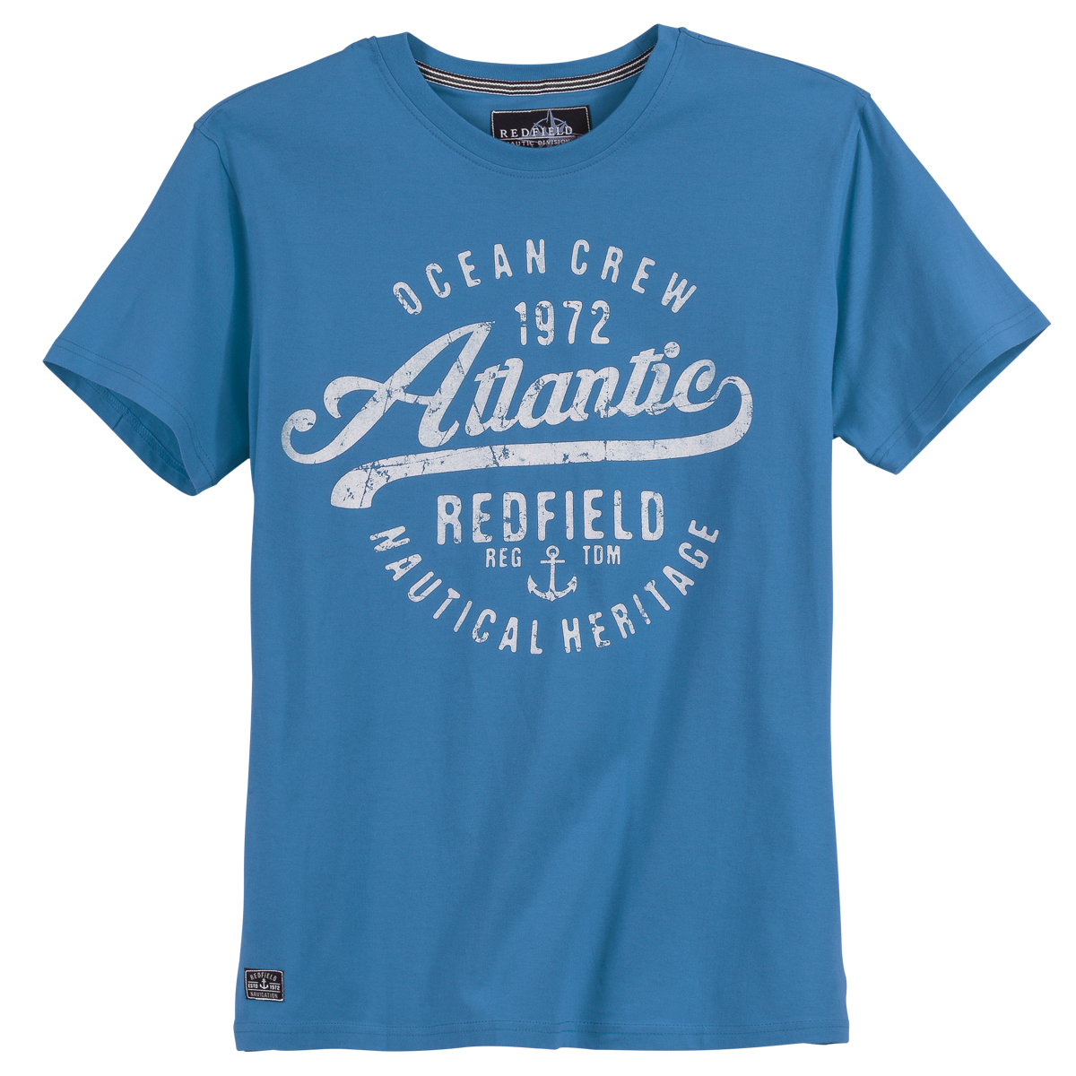T-shirt bleu clair avec imprimé et col rond by Redfield en grandes tailles 2XL-10XL