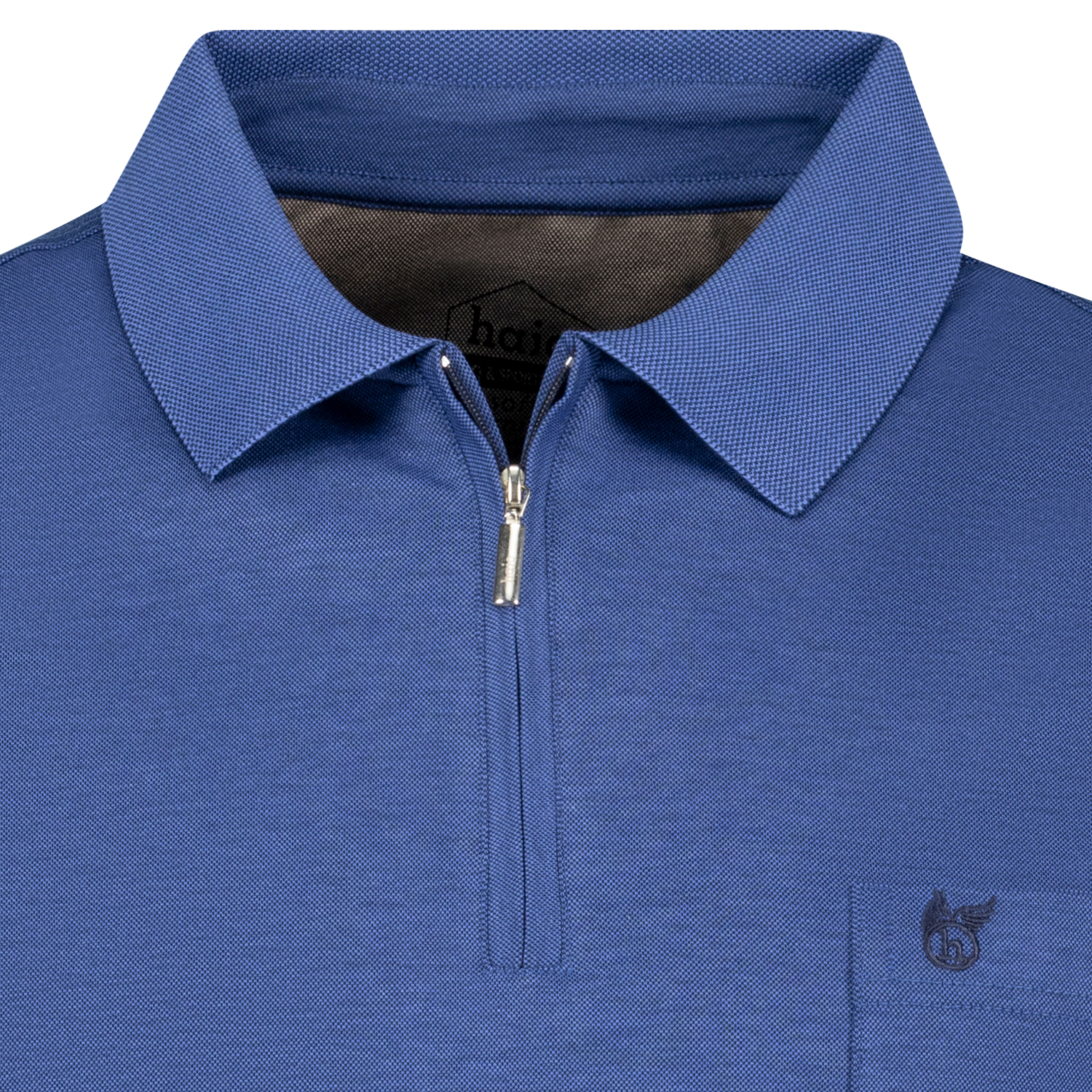 SOFTKNIT Kurzarm Poloshirt von hajo blau meliert bis Übergröße 6XL
