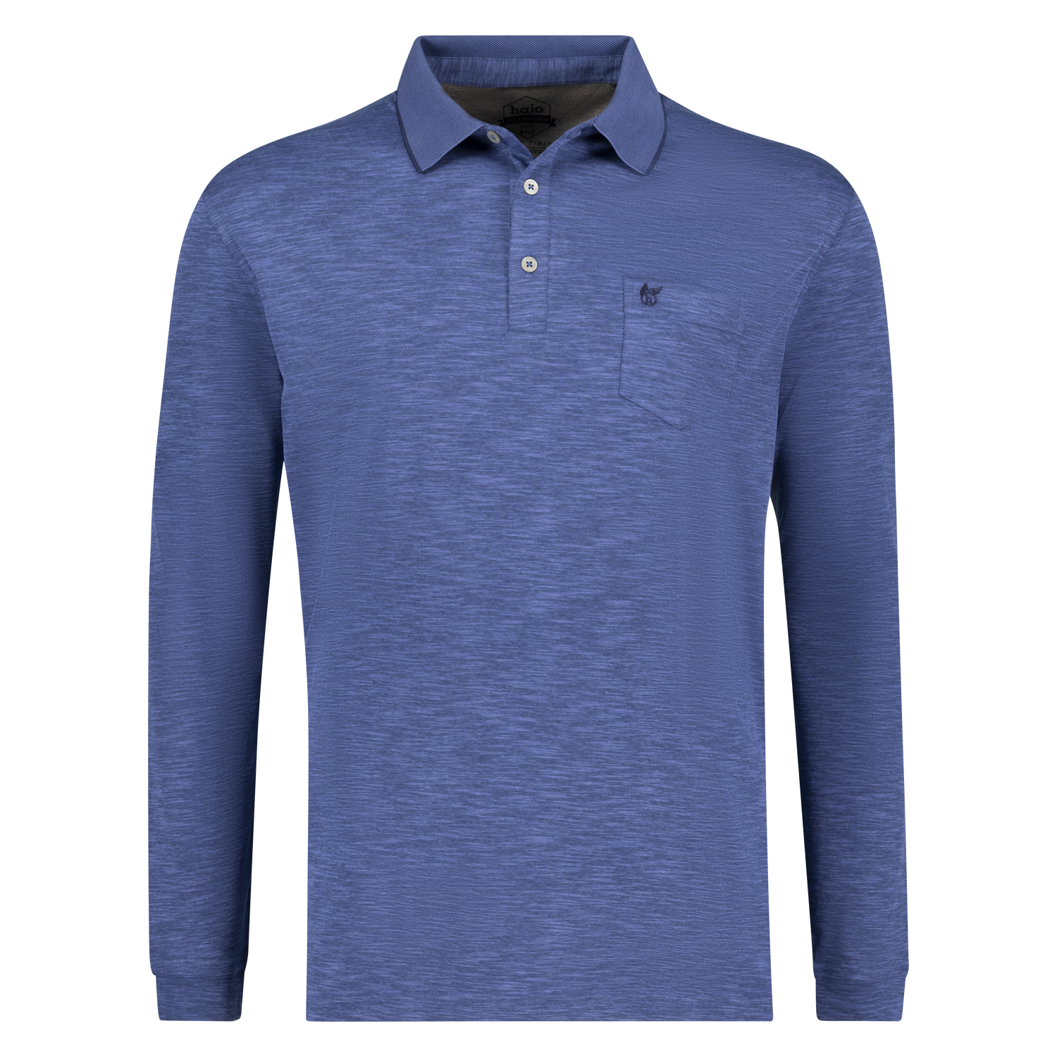 "Softknit" Herren Langarmpoloshirt in blau Übergrößen 3XL bis 6XL von Hajo