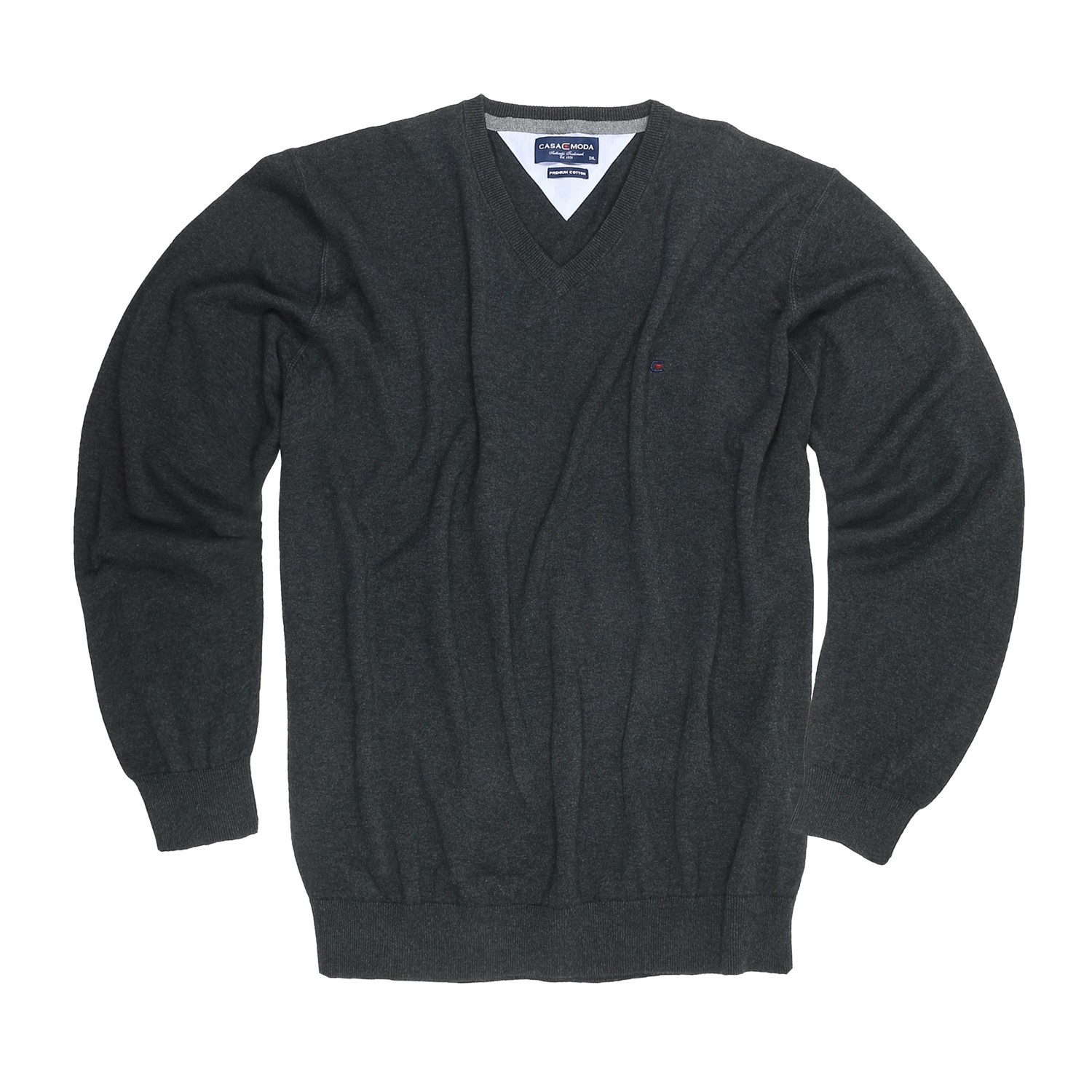 Knitted sweater for men in dark grey by Casamoda in plus sizes up to 6XL