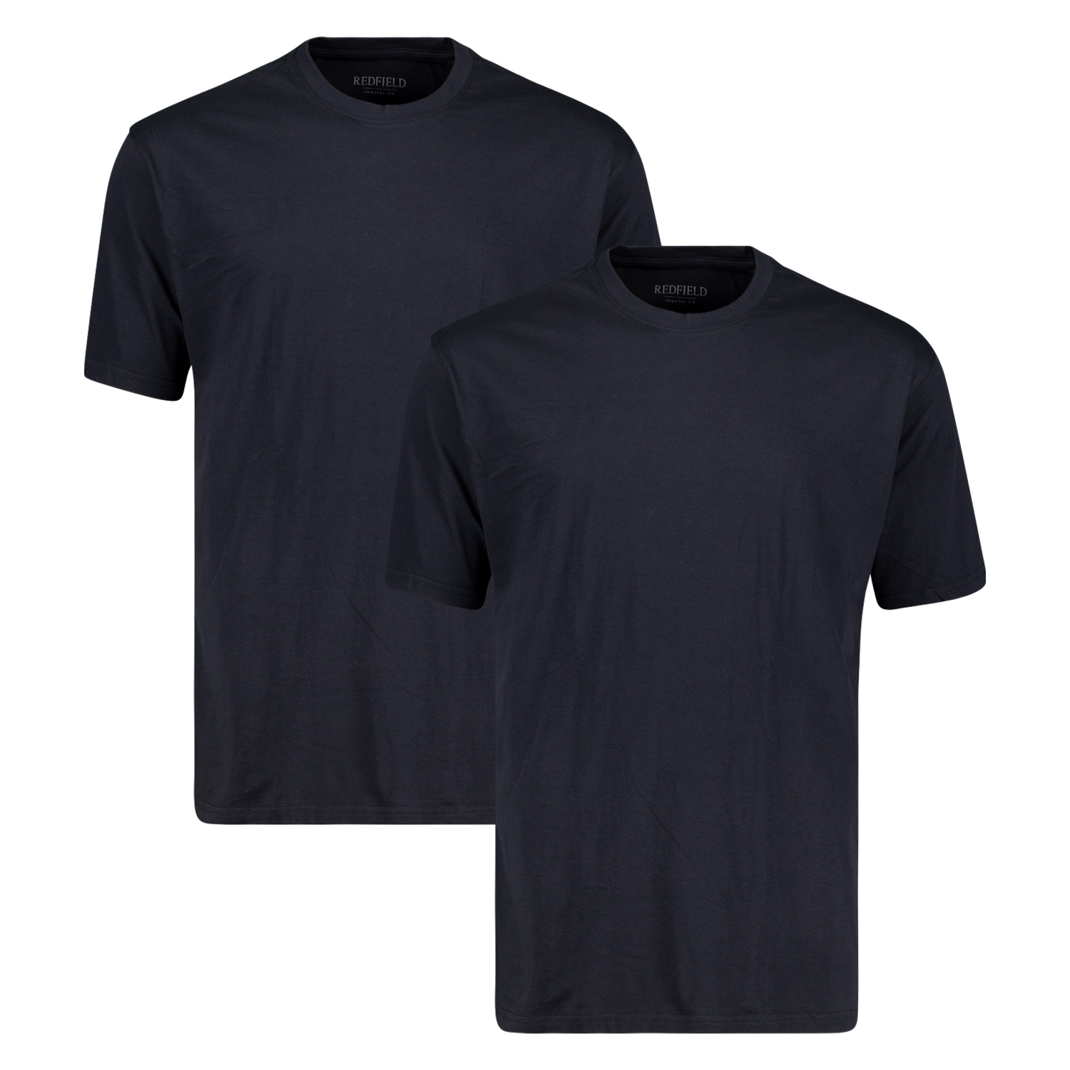Pack de deux T-shirts bleu foncé col rond de Redfield en grandes tailles jusqu'au 10XL