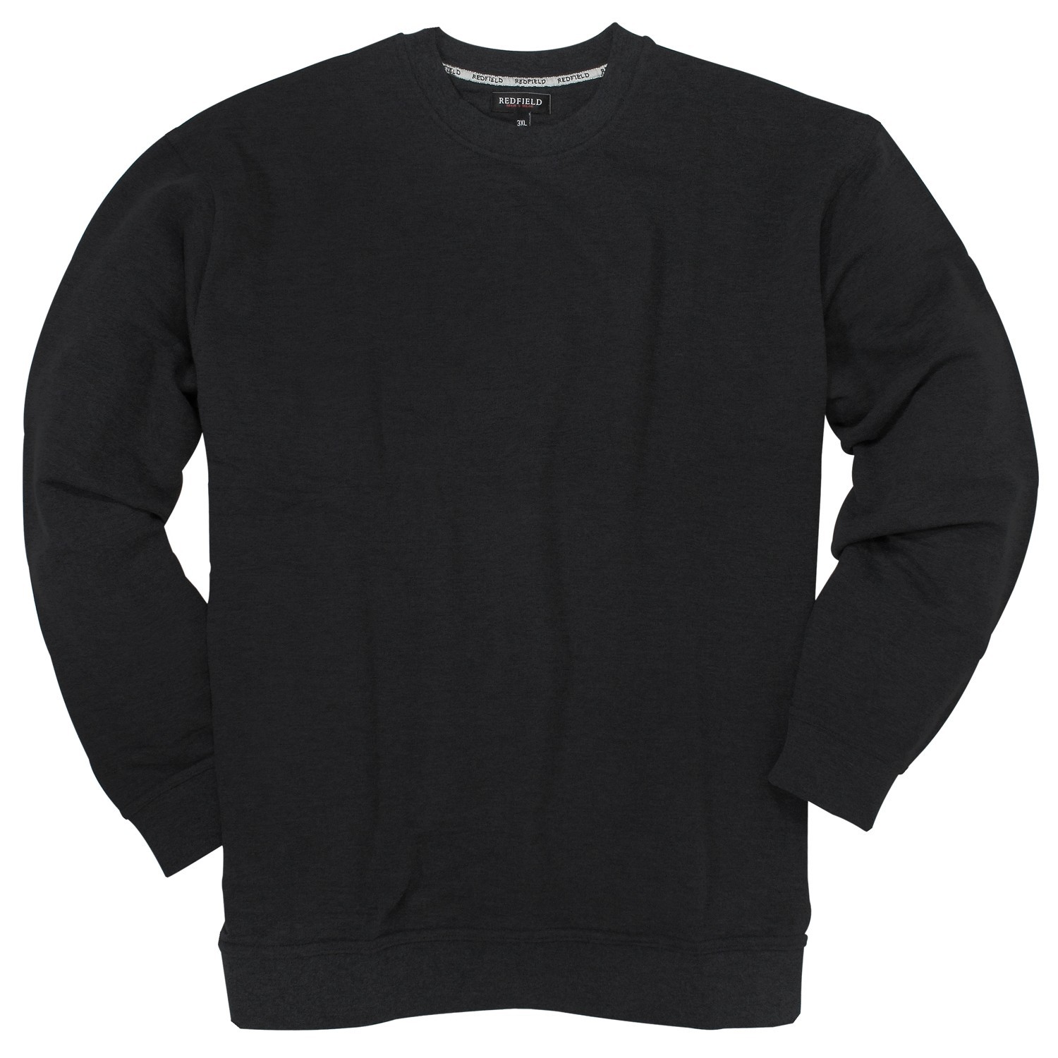 Black crew neck sweatshirt by Redfield in plus sizes up to 10XL