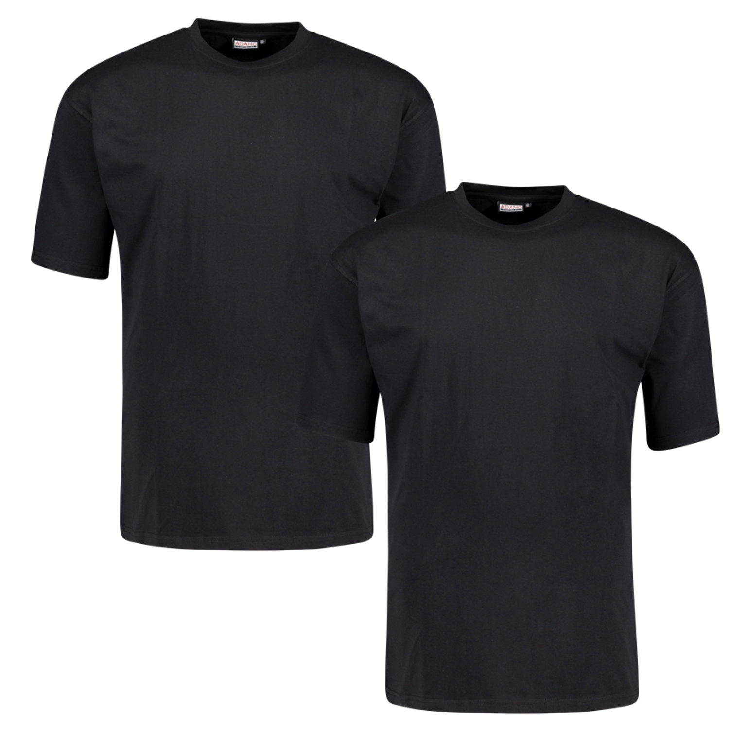 Schwarzes T-Shirt im Doppelpack COMFORT FIT von ADAMO in Übergrößen bis 18XL