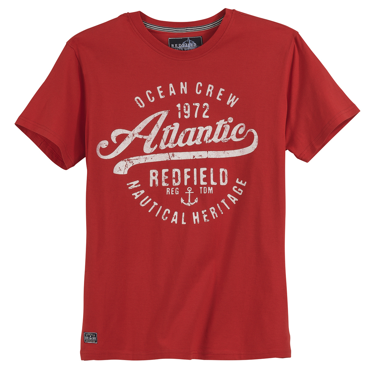T-shirt rouge avec imprimé et col rond by Redfield en grandes tailles 2XL-10XL