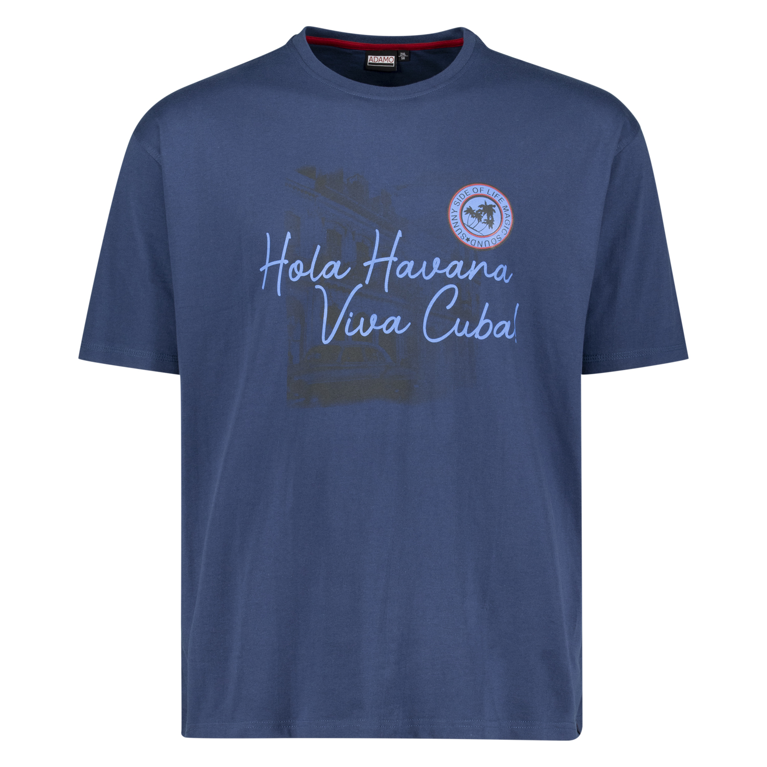 Blaues Herren T-Shirt mit Print REGULAR FIT von Adamo Serie HAVANNA in Übergrößen bis 10XL