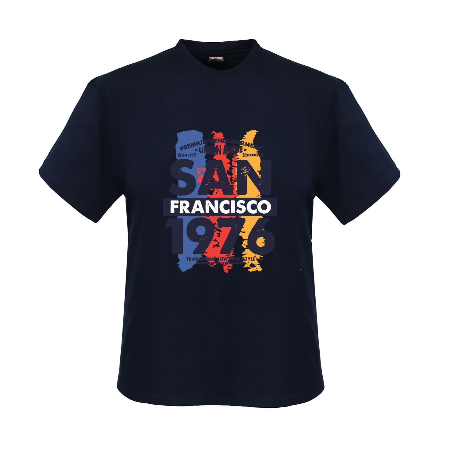 T-shirt bleu marine avec empreinte by ADAMO en grandes tailles jusqu'au 12XL - Série "San Francisco "