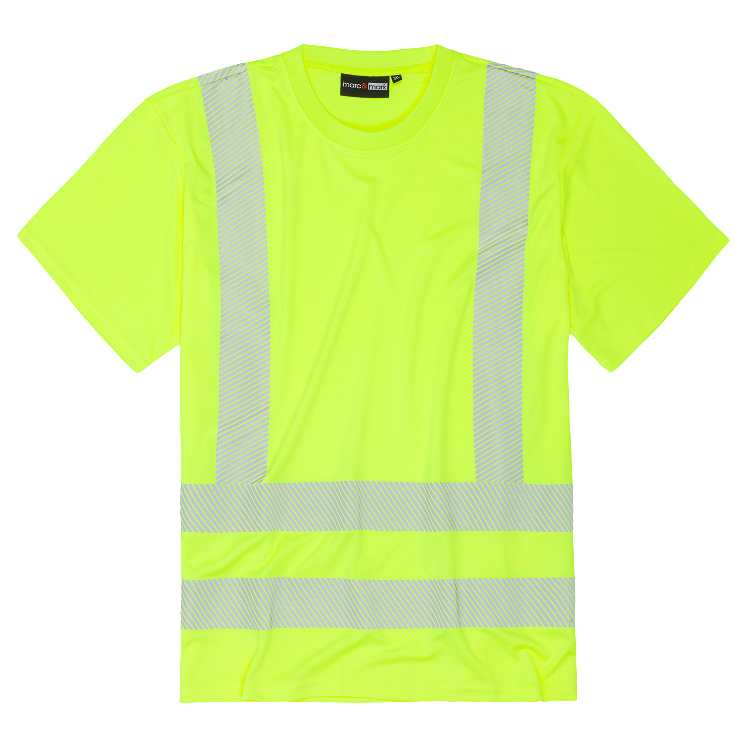 High visibility t-shirt in neon yellow by marc&mark in oversizes up to 8XL