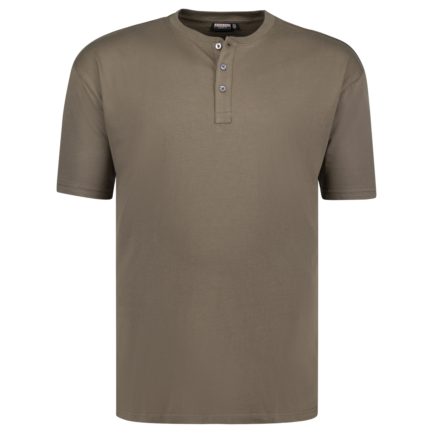REGULAR FIT T-Shirt Modell Silas mit Knopfleiste in Übergrößen 2XL-10XL von Adamo khaki