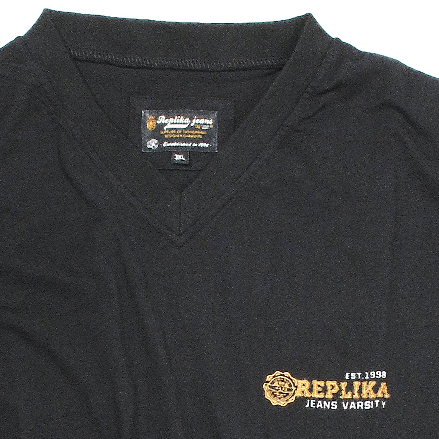 T-shirt noir de Replika grandes tailles jusqu'au 8XL