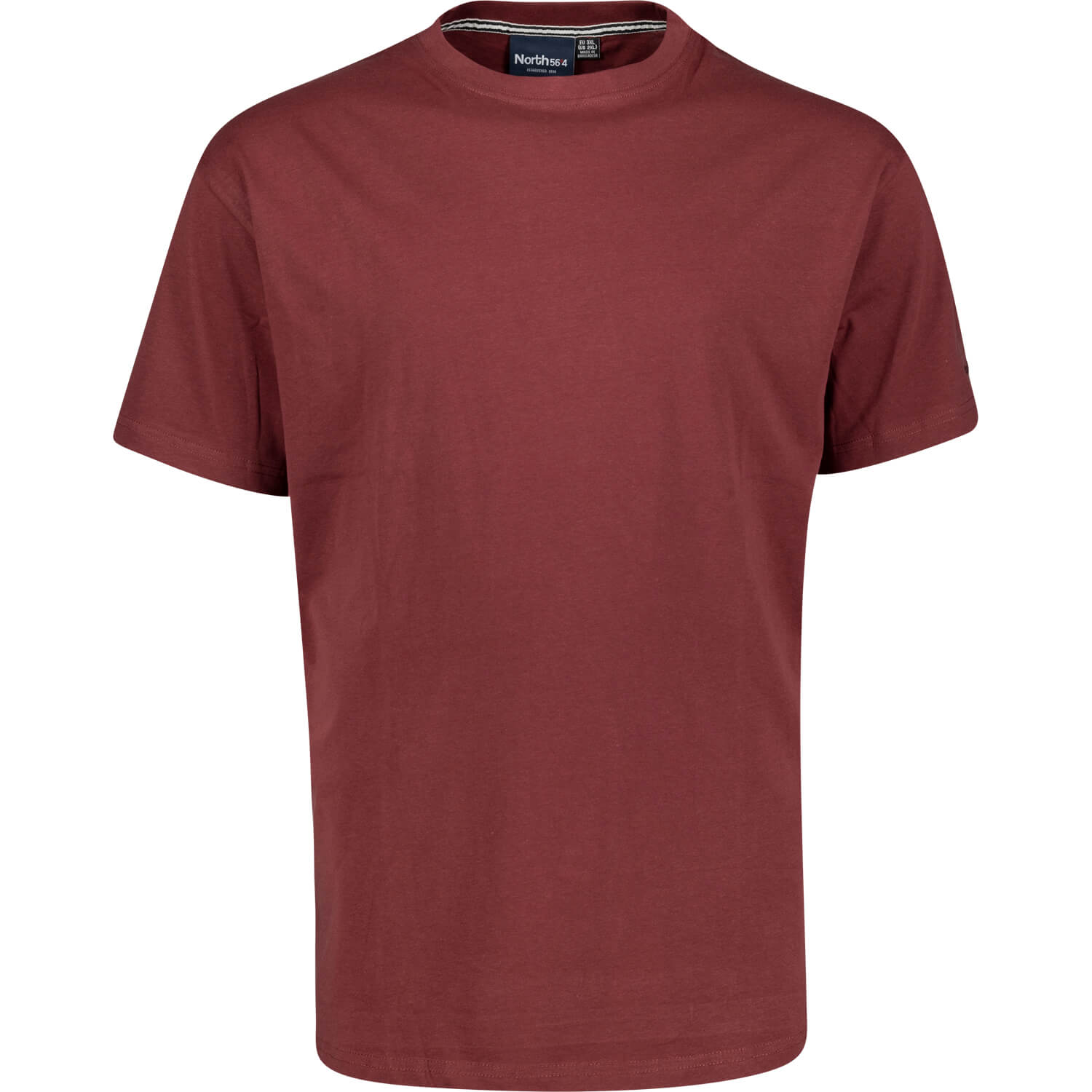 Basic t-shirt in bordeaux by North 56°4 in extra large sizes until 8XL