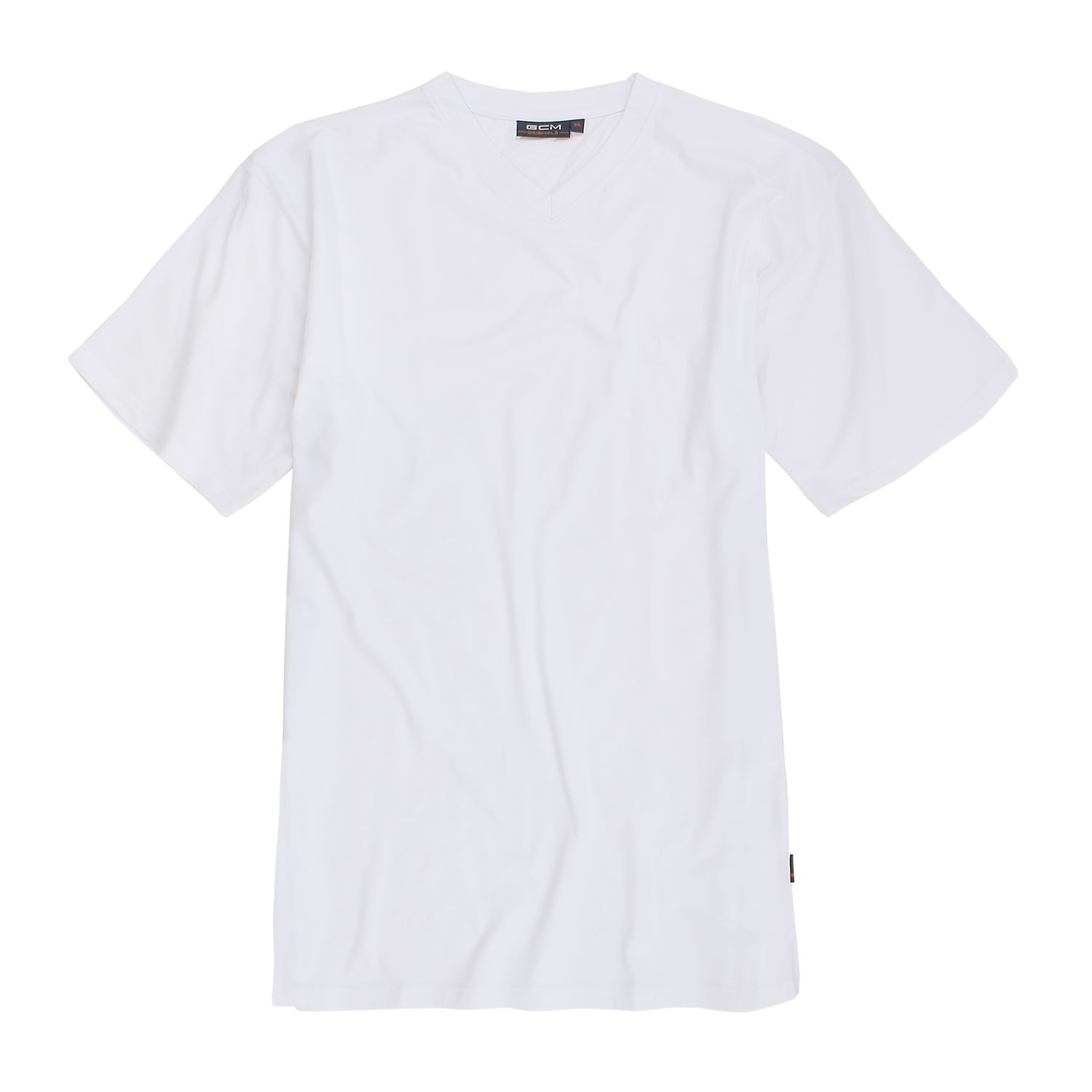 V-neck T-shirt in white by GCM Originals up to oversize 6XL
