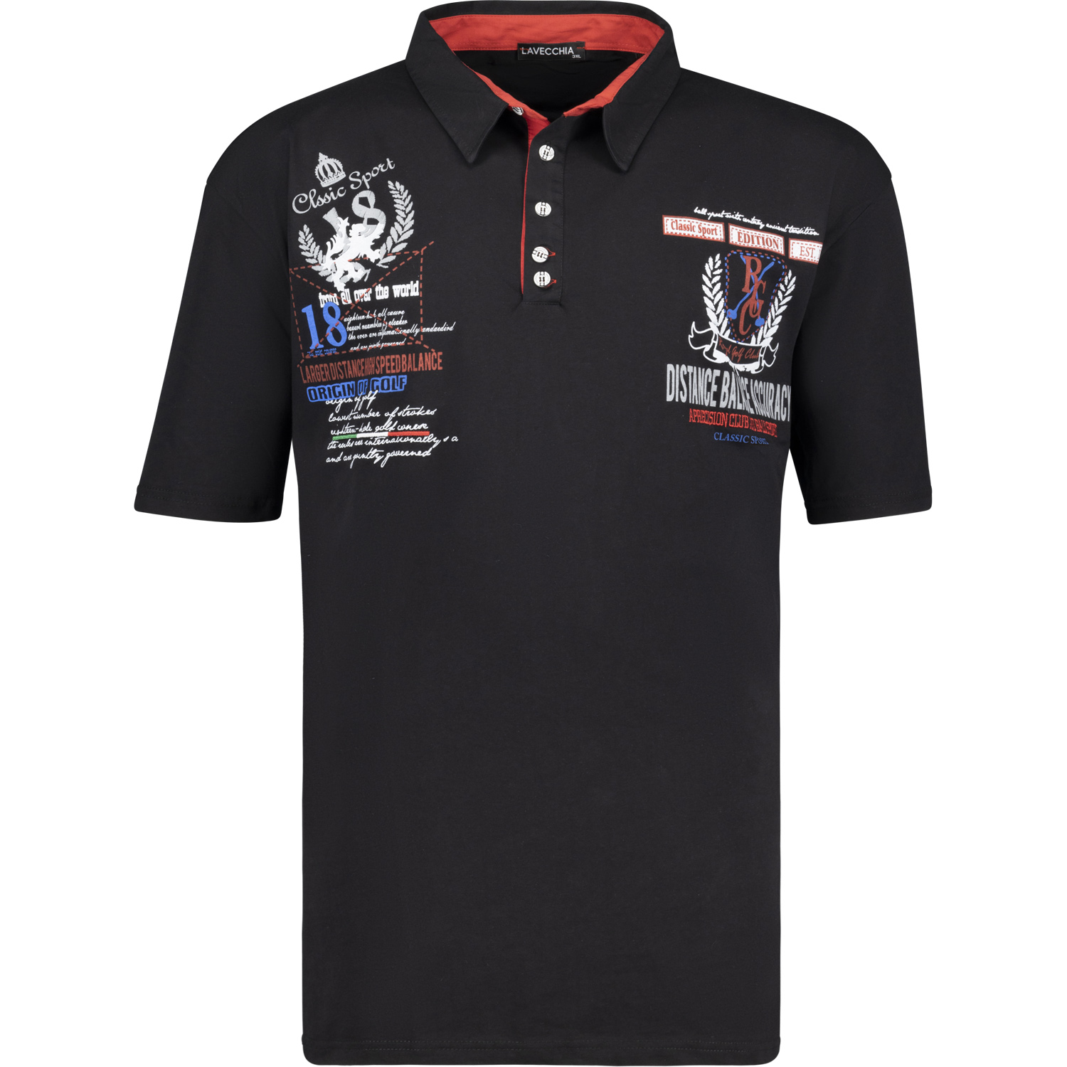 Polo-Shirt in schwarz von Lavecchia in Übergröße bis 8XL