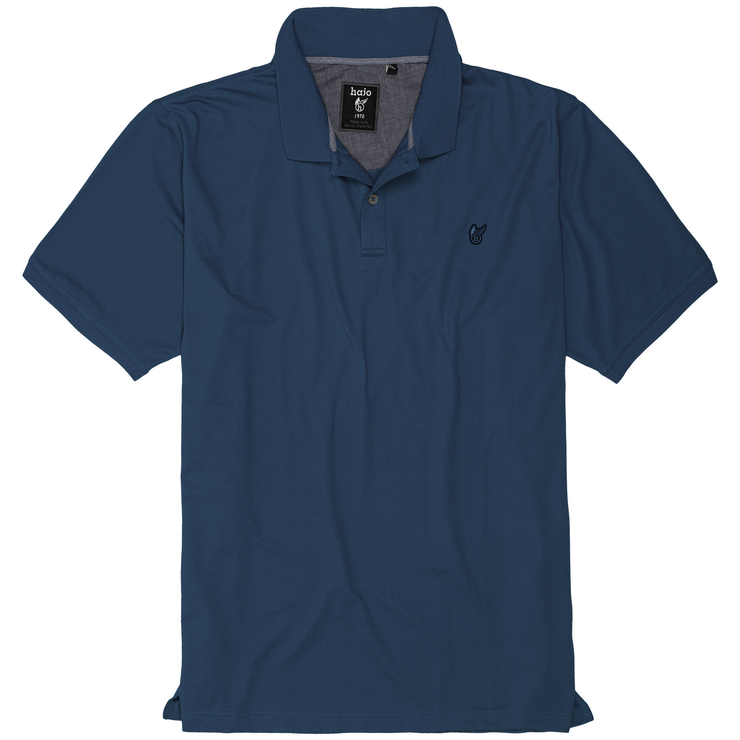 Admiralblaues Kurzarm Polo Shirt von Hajo in großen Größen bis 6XL - in "Stay Fresh" Qualität
