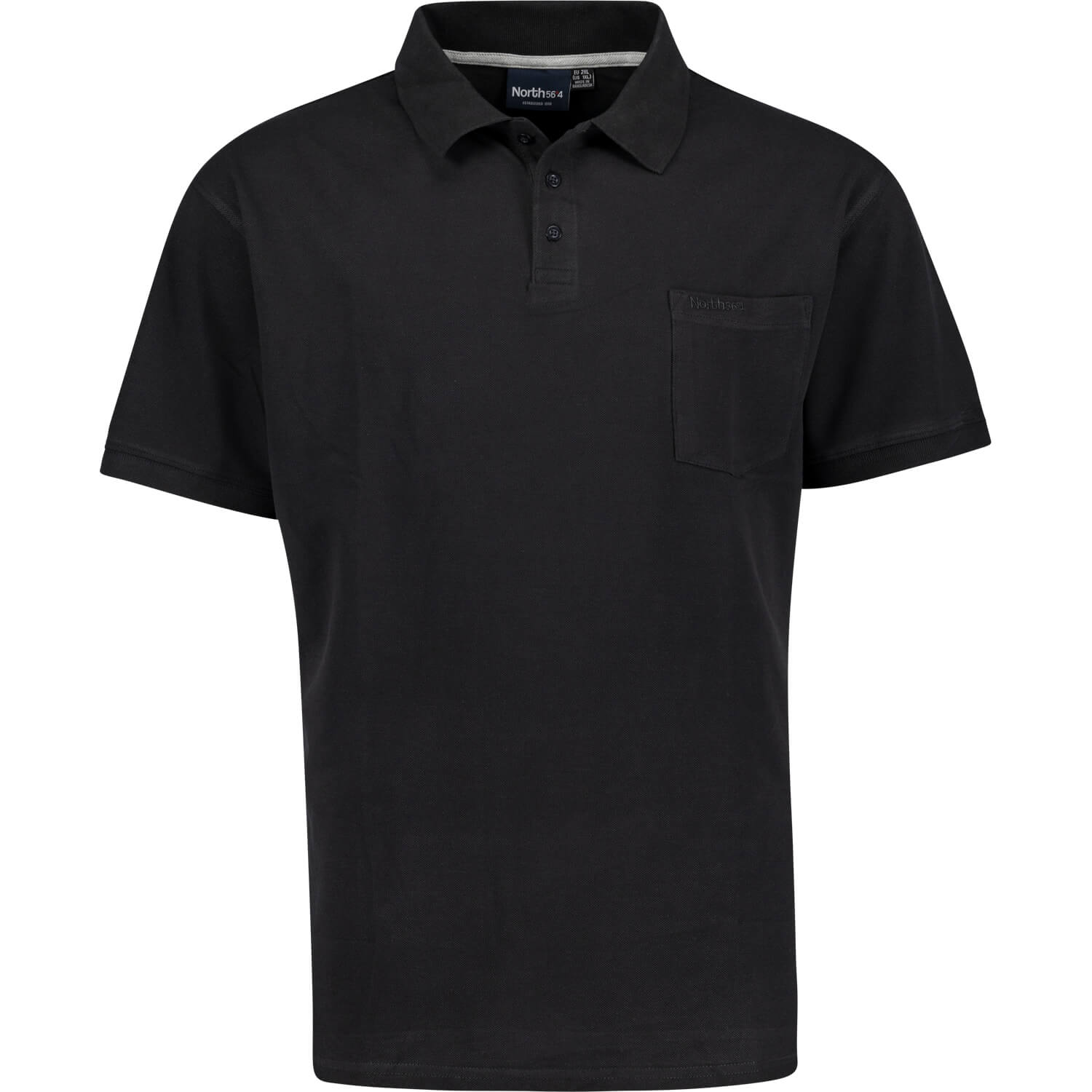 Schwarzes Pique Poloshirt von Greyes/North 56°4 in Übergrößen bis 8XL