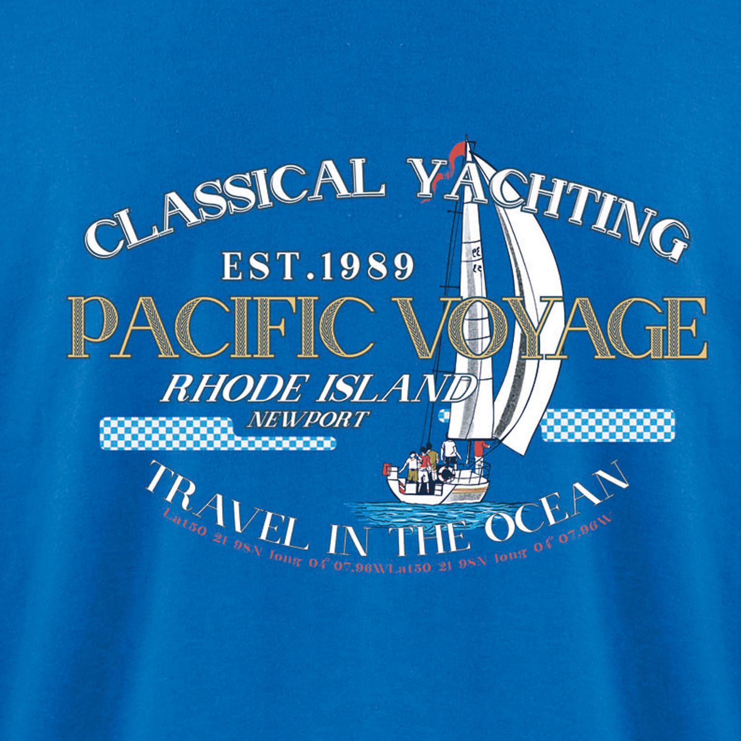 T-shirt imprimé homme bleu royal Pacific de ADAMO 2XL-12XL/4XLT