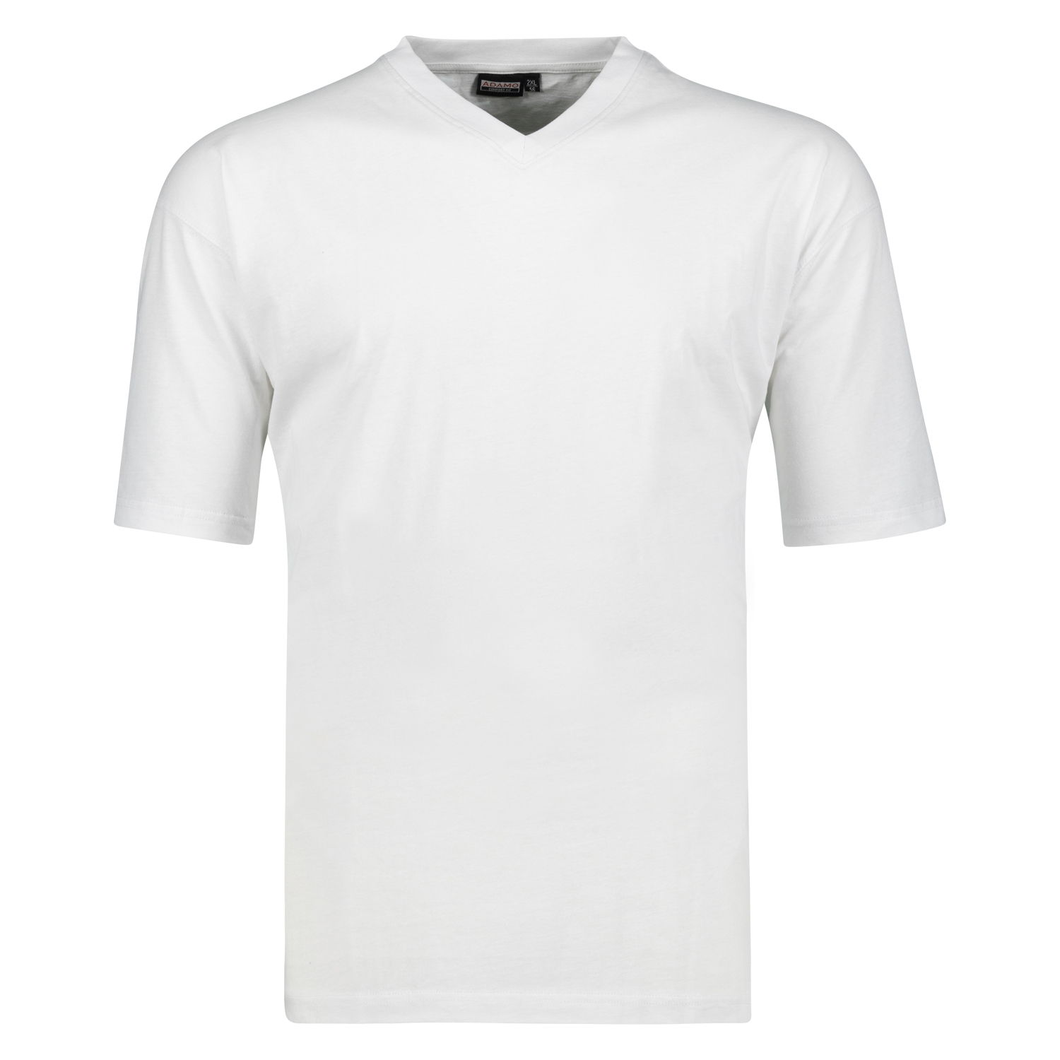 Weißes T-Shirt mit V-Ausschnitt COMFORT FIT im Doppelpack von Adamo in großen Größen bis 12XL