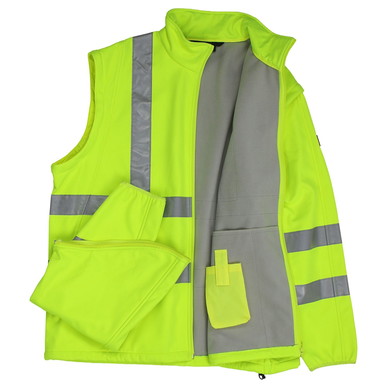 Veste softshell de travail et de visibilité by marc&mark grandes tailles jusqu'au 10XL/ jaune fluo / manches amovibles