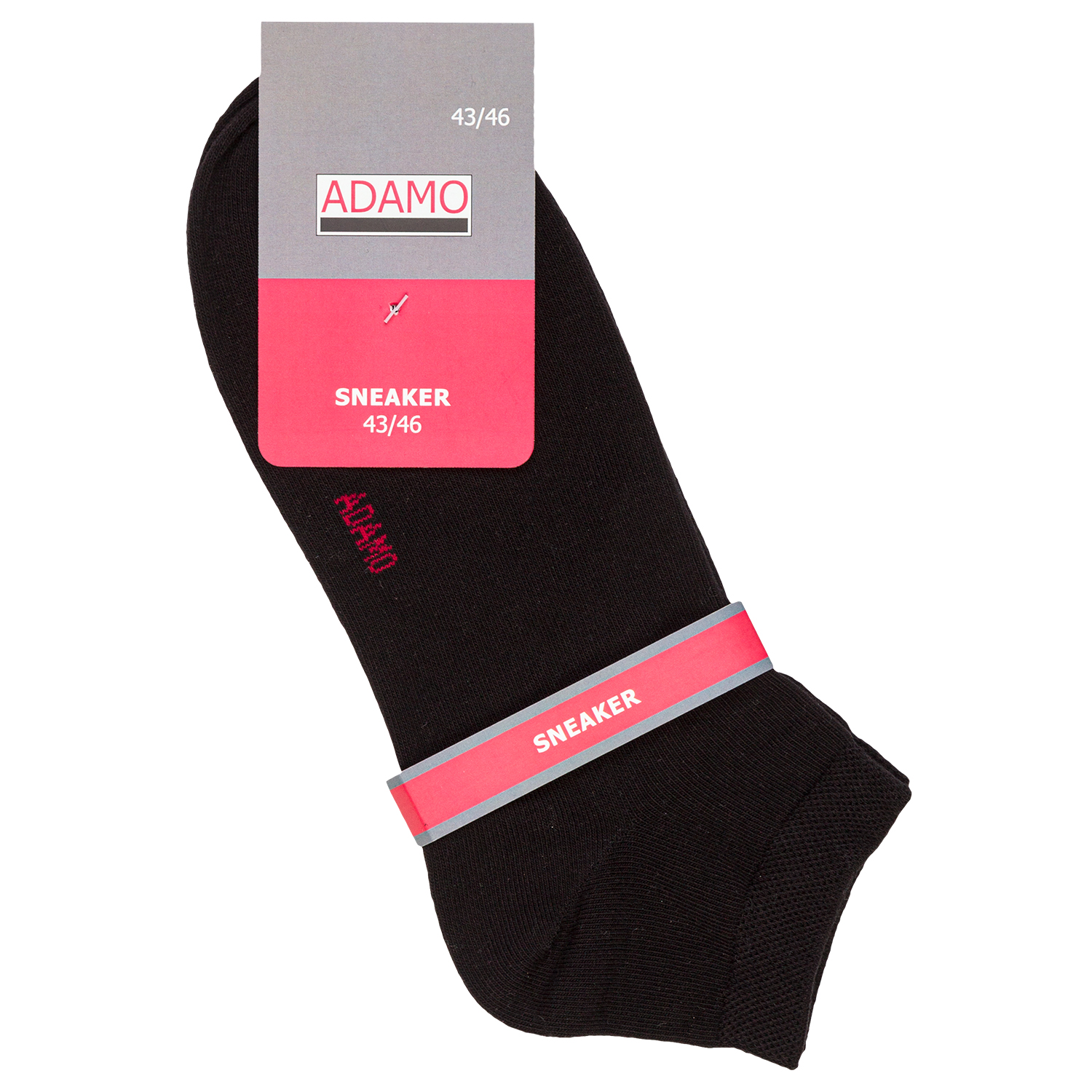 Men's sneaker sock in black pack of four up to size 51/54