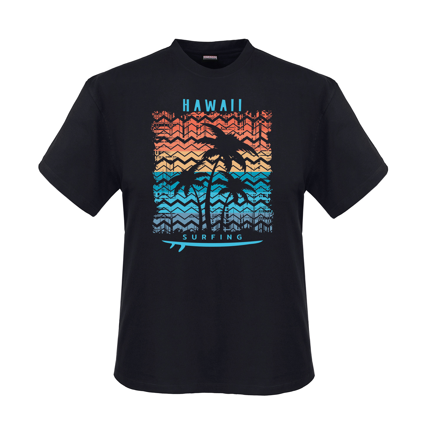 T-shirt noir avec empreinte by ADAMO en grandes tailles jusqu'au 12XL - Série "HAWAII"
