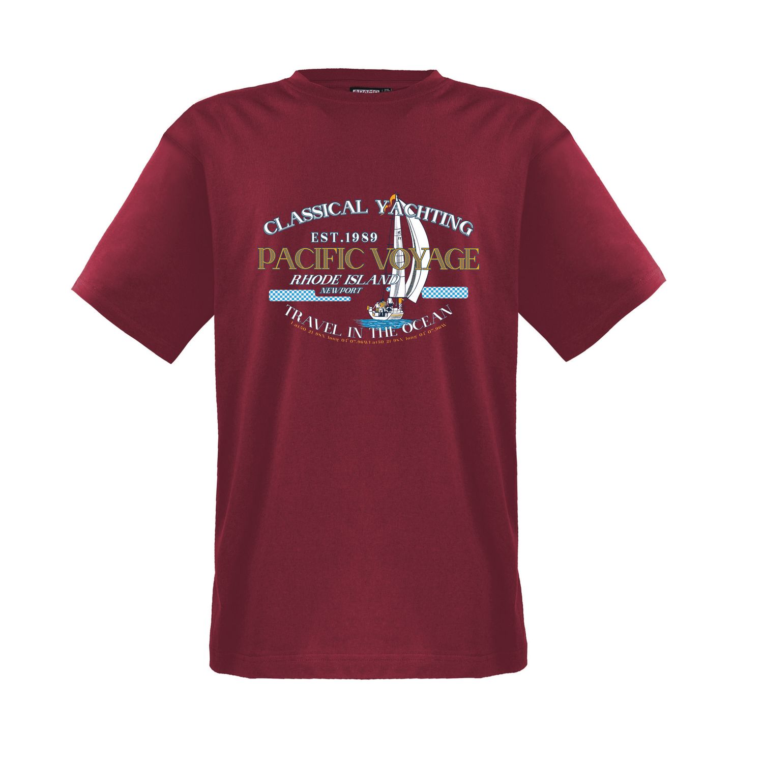 Printed men's t-shirt burgundy Pacific from ADAMO 2XL-12XL/4XLT