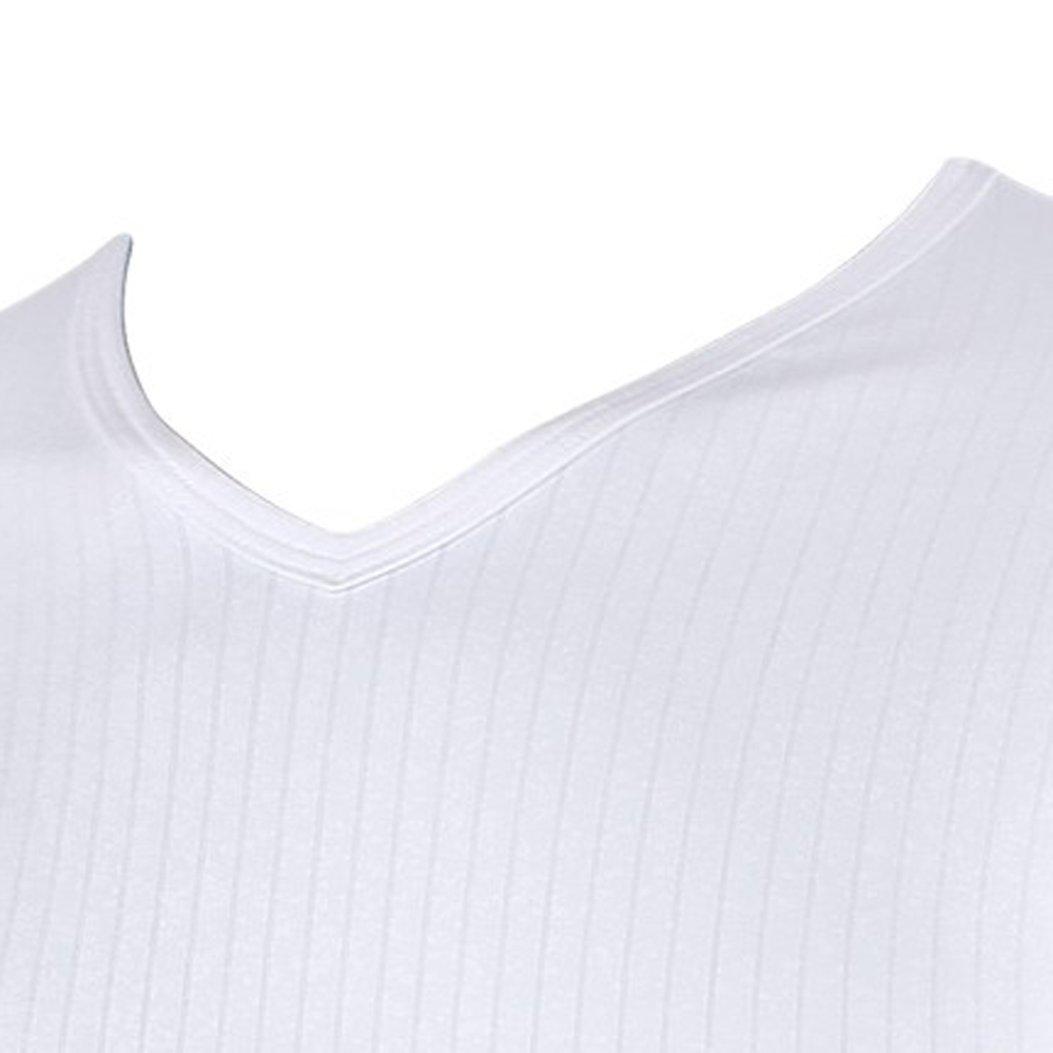 Weißes V-Shirt in Rippoptik von Kapart bis Übergröße 16