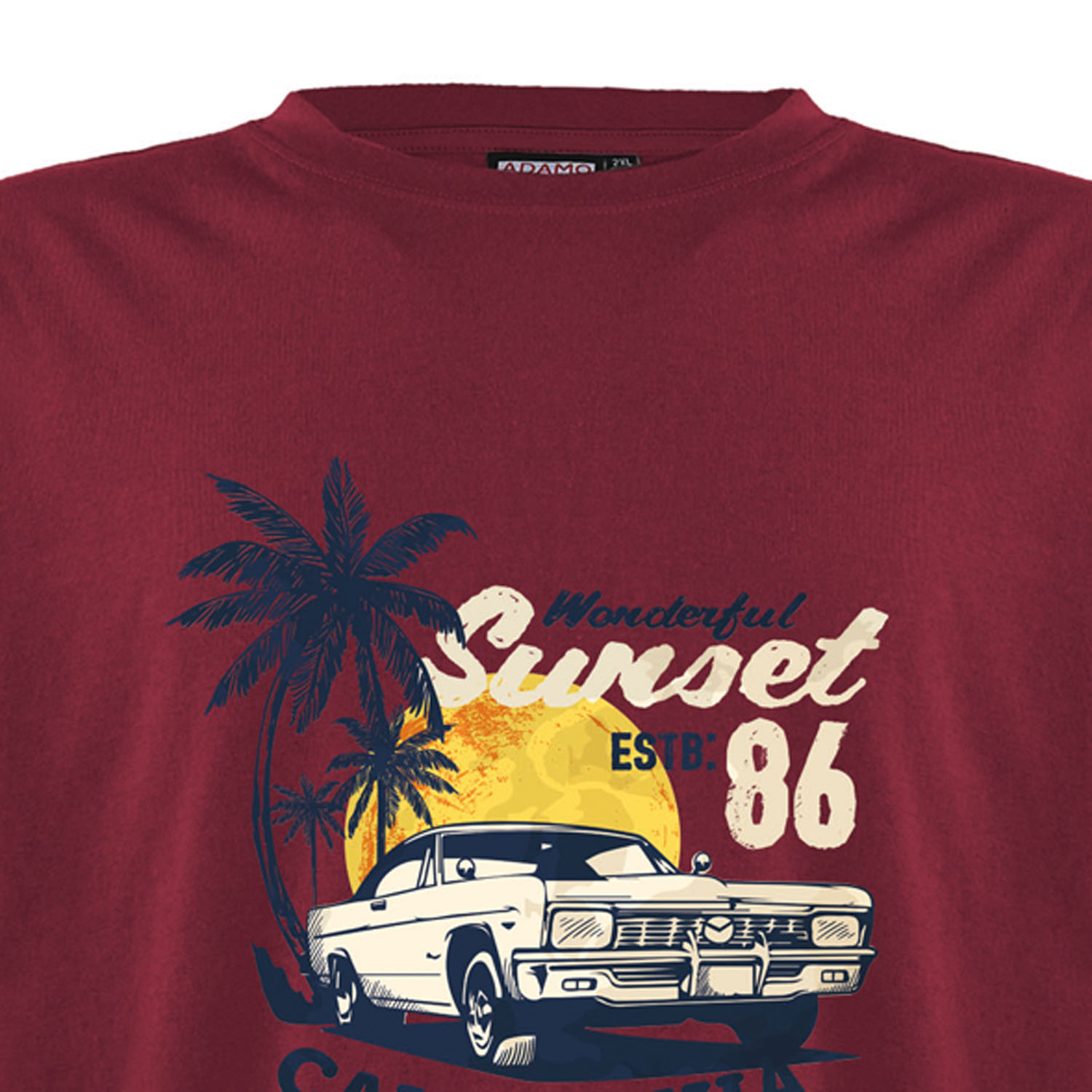 T-shirt bordeaux avec empreinte by ADAMO en grandes tailles jusqu'au 12XL - Série "SUNSET"