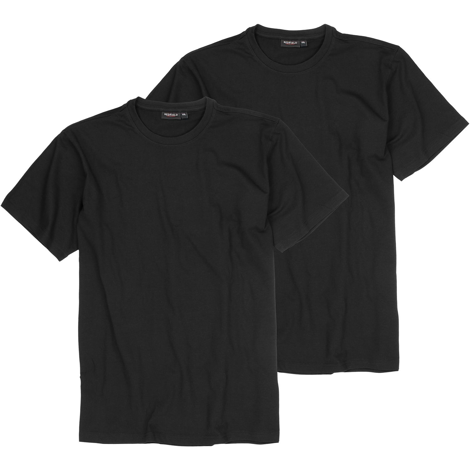 2er Pack Herren T-Shirts mit Rundhalsausschnitt in schwarz von Redfield bis Übergröße 10XL
