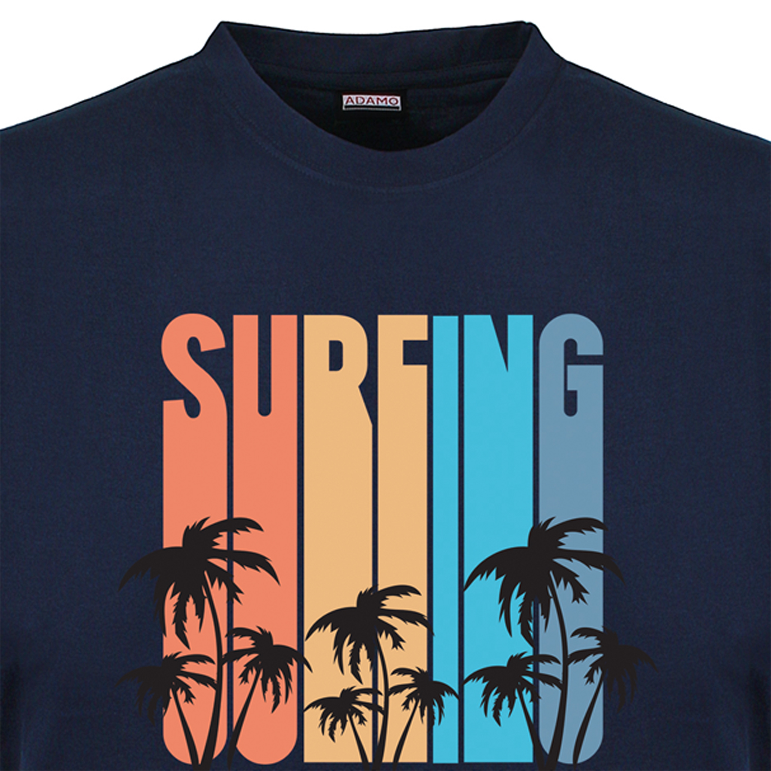 T-shirt bleu marine avec empreinte by ADAMO en grandes tailles jusqu'au 12XL - Série "SURFING"