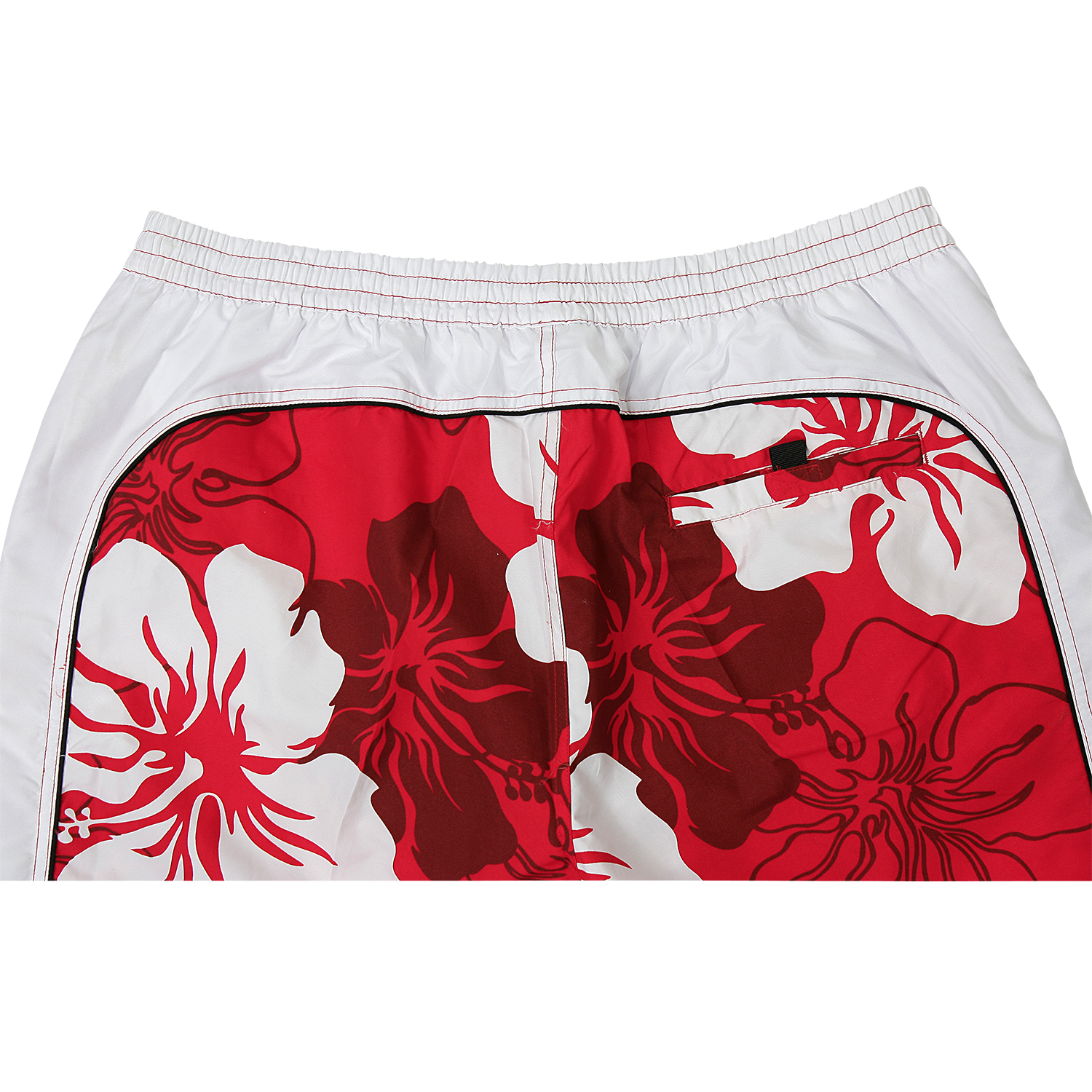 Bermuda de bain en rouge et blanc avec imprimé de fleurs by eleMar en grandes tailles jusqu'au 9XL