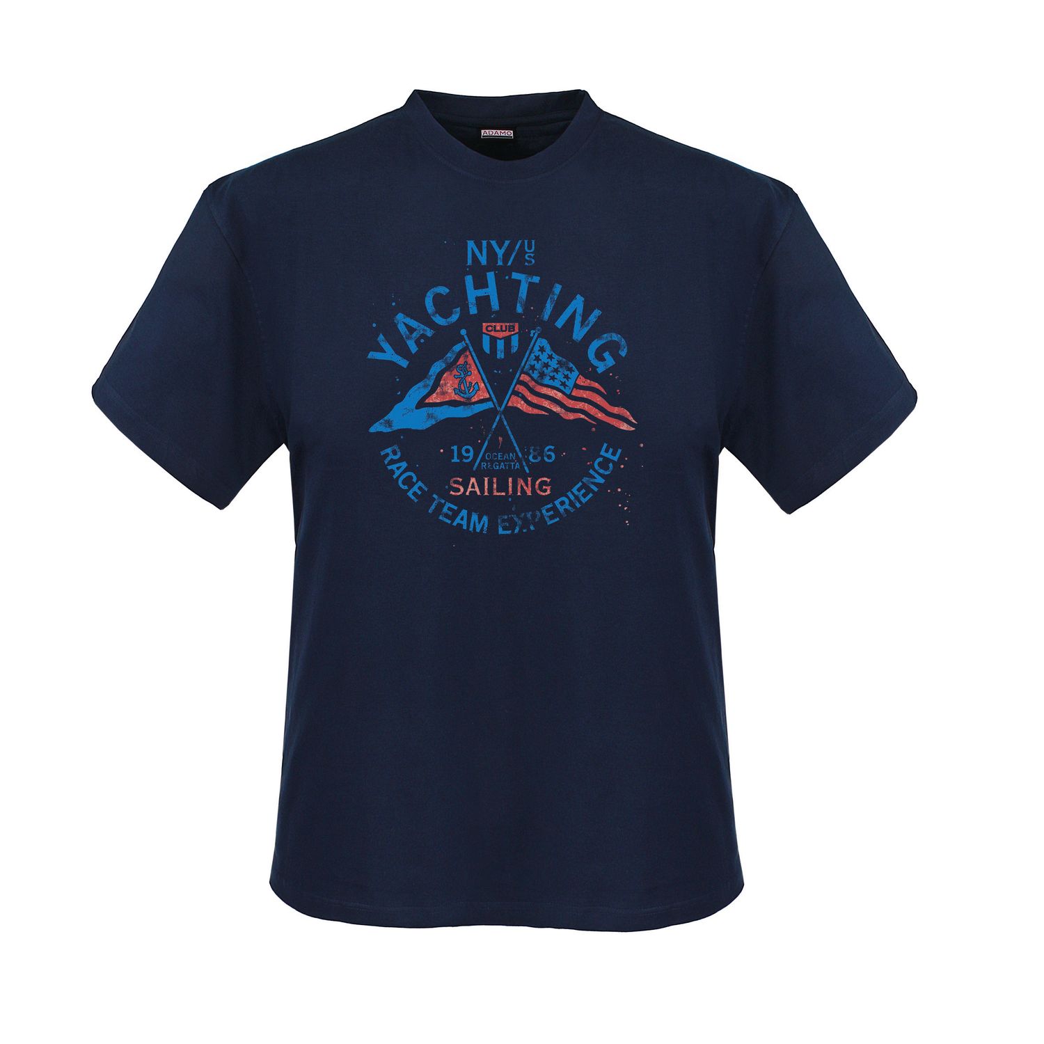 Mens T-shirt printed navy Yachting from ADAMO 2XL-12XL/4XLT