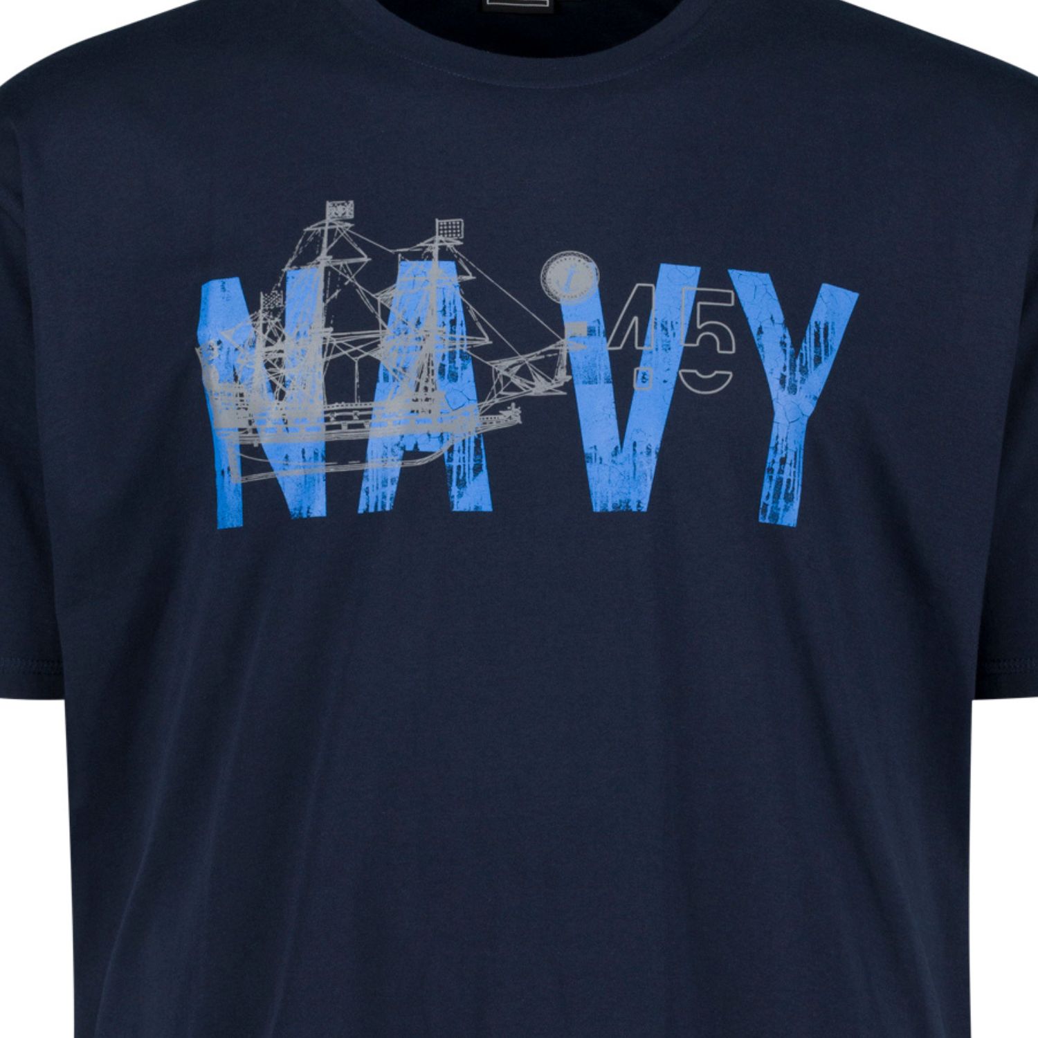 ADAMO Rundhals T-Shirt Serie Navy bedruckt in Übergrößen bis 10XL Regular Fit in navy für Herren