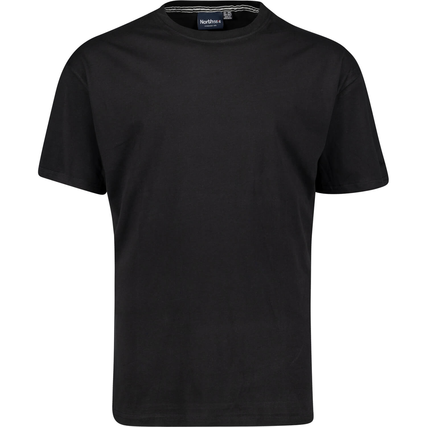 Schwarzes Basic-T-Shirt - Rundhals - North 56°4 bis 8XL