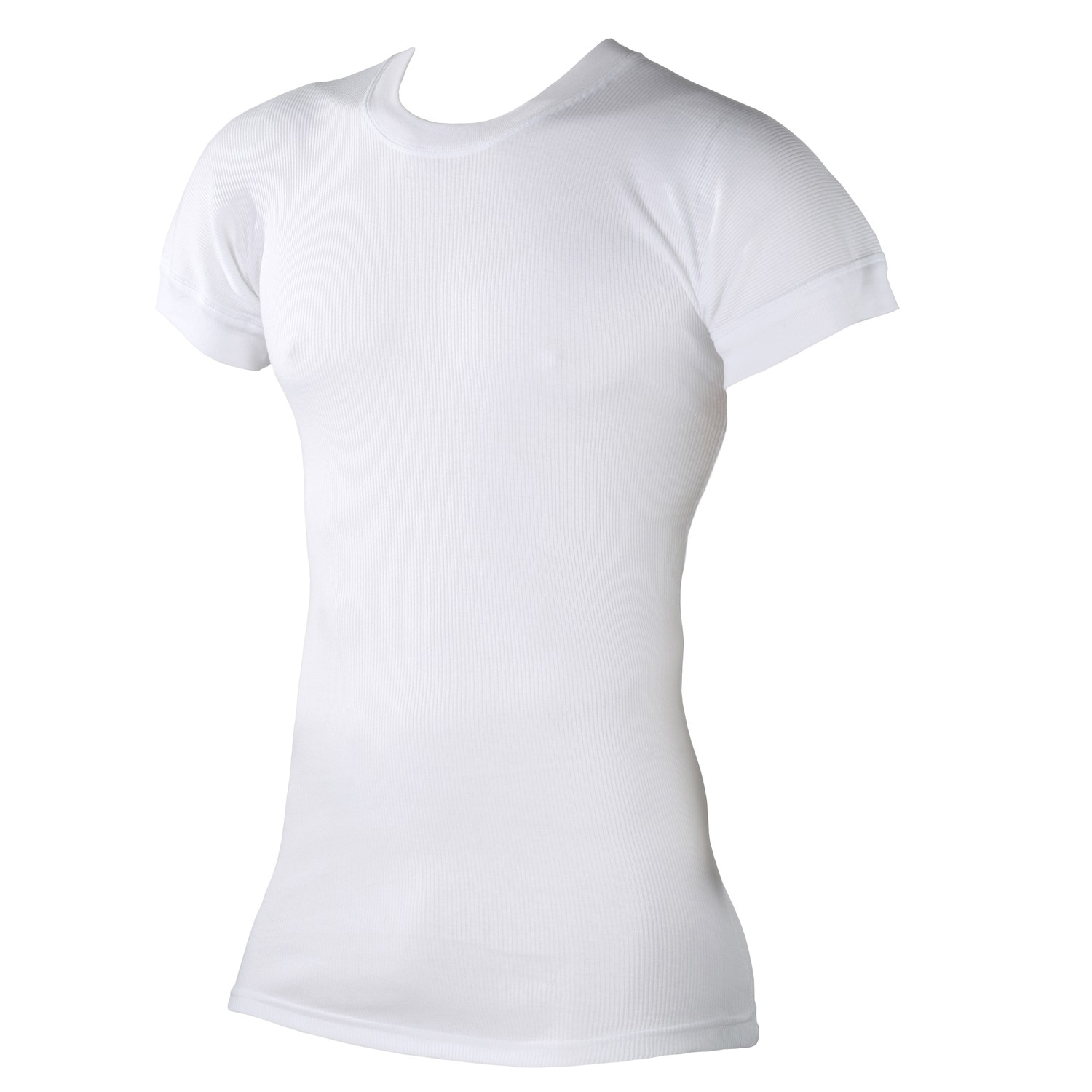 Weißes Doppelripp T-Shirt von Kapart bis Übergröße 12