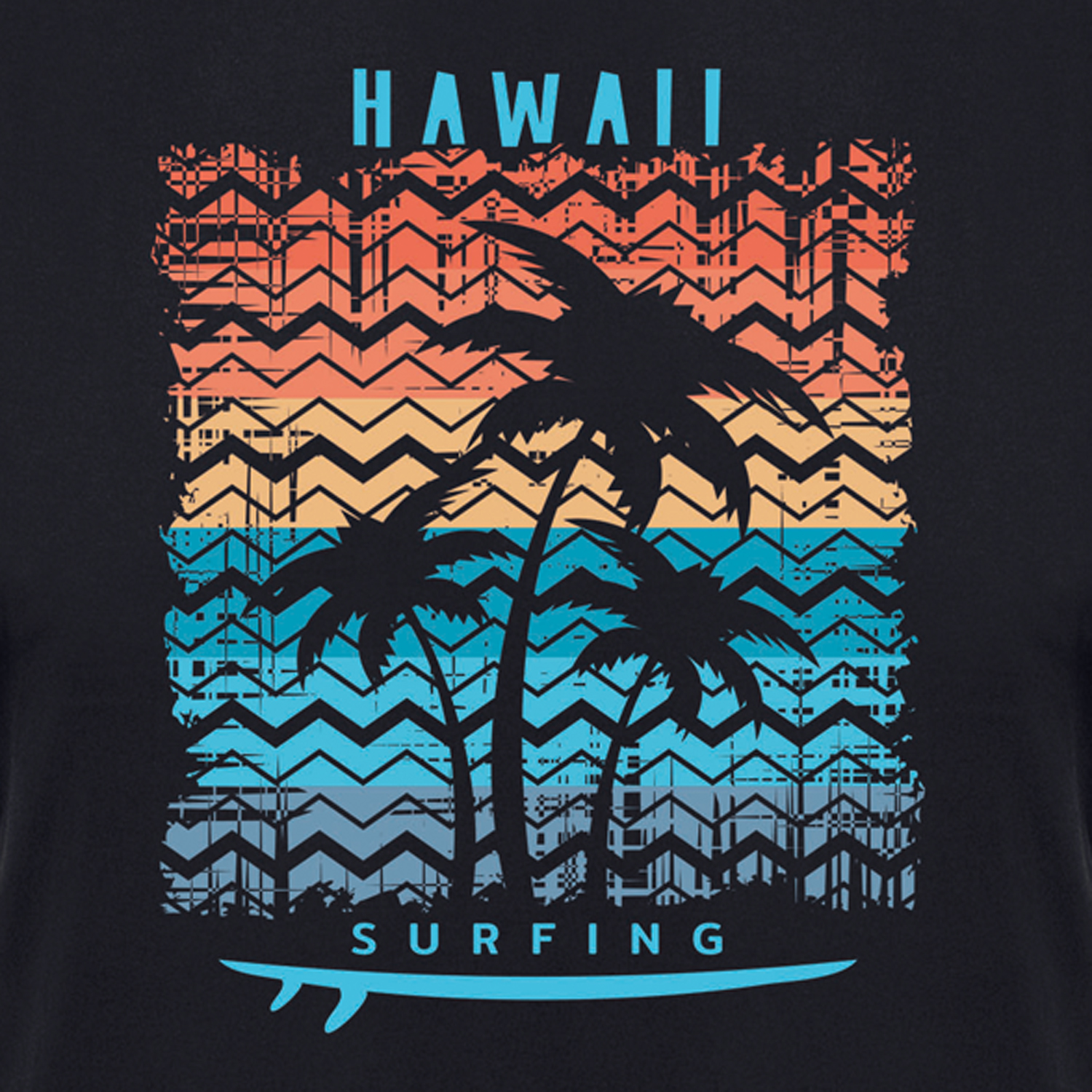 T-shirt noir avec empreinte by ADAMO en grandes tailles jusqu'au 12XL - Série "HAWAII"