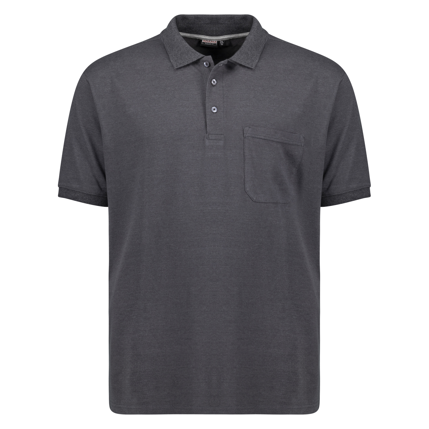 Polo shirt en anthracite chiné à manches courtes série Klaas REGULAR FIT by ADAMO en grandes tailles jusqu'au 10XL