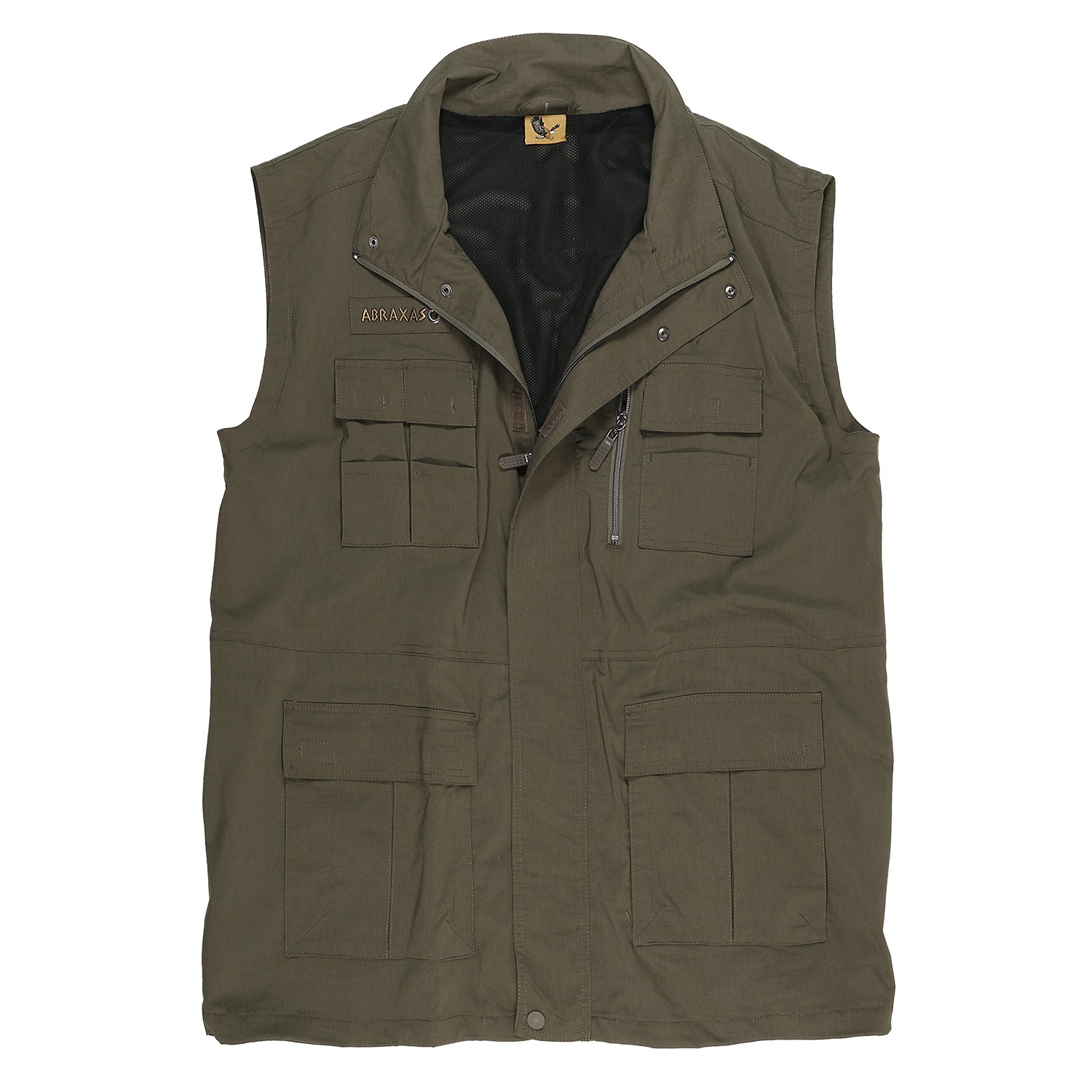 Outdoor vest in khaki by Abraxas in oversizes up to 10XL