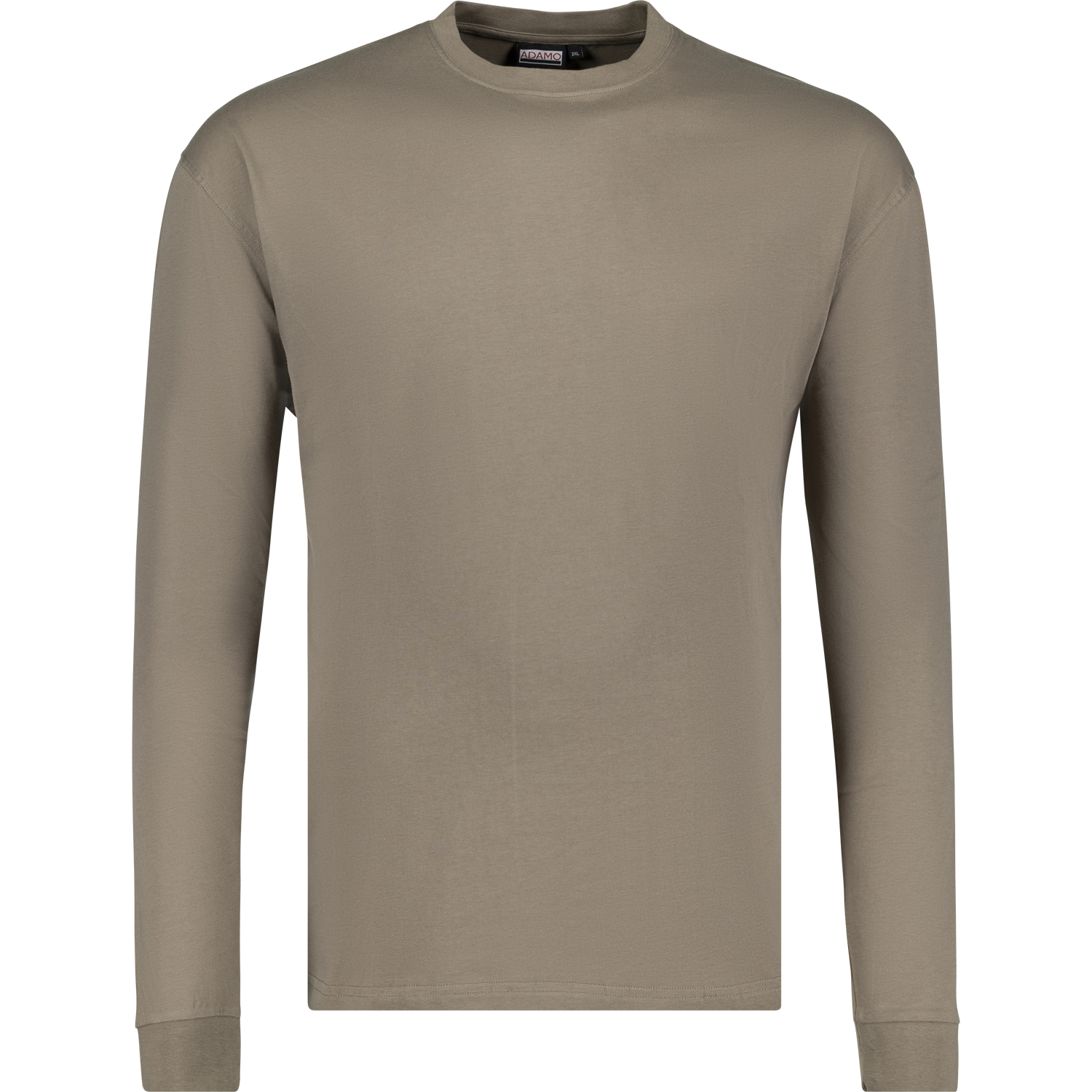 Langarm Shirt Basic COMFORT FIT von ADAMO Rundhalsausschnitt in khaki bis Übergröße 12XL