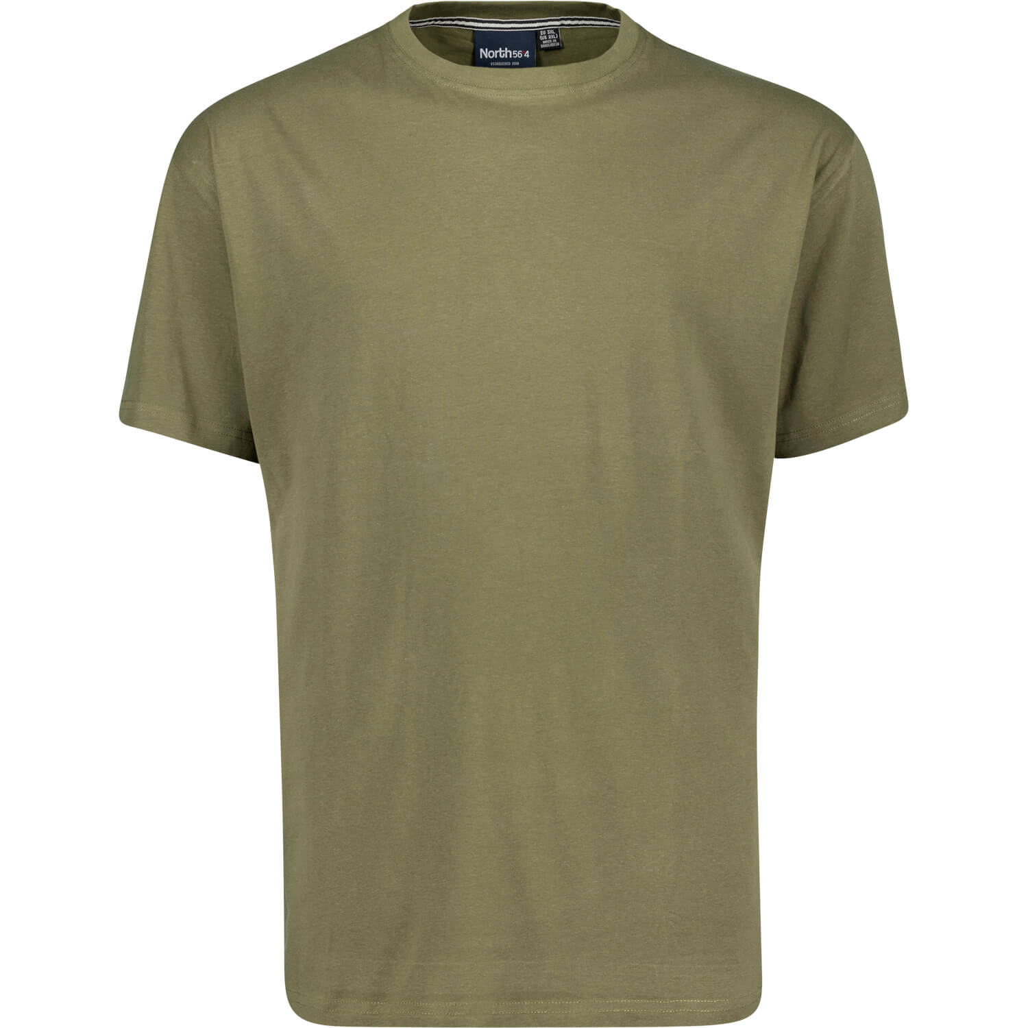 Basic t-shirt in olive-green by North 56°4 in extra large sizes until 8XL