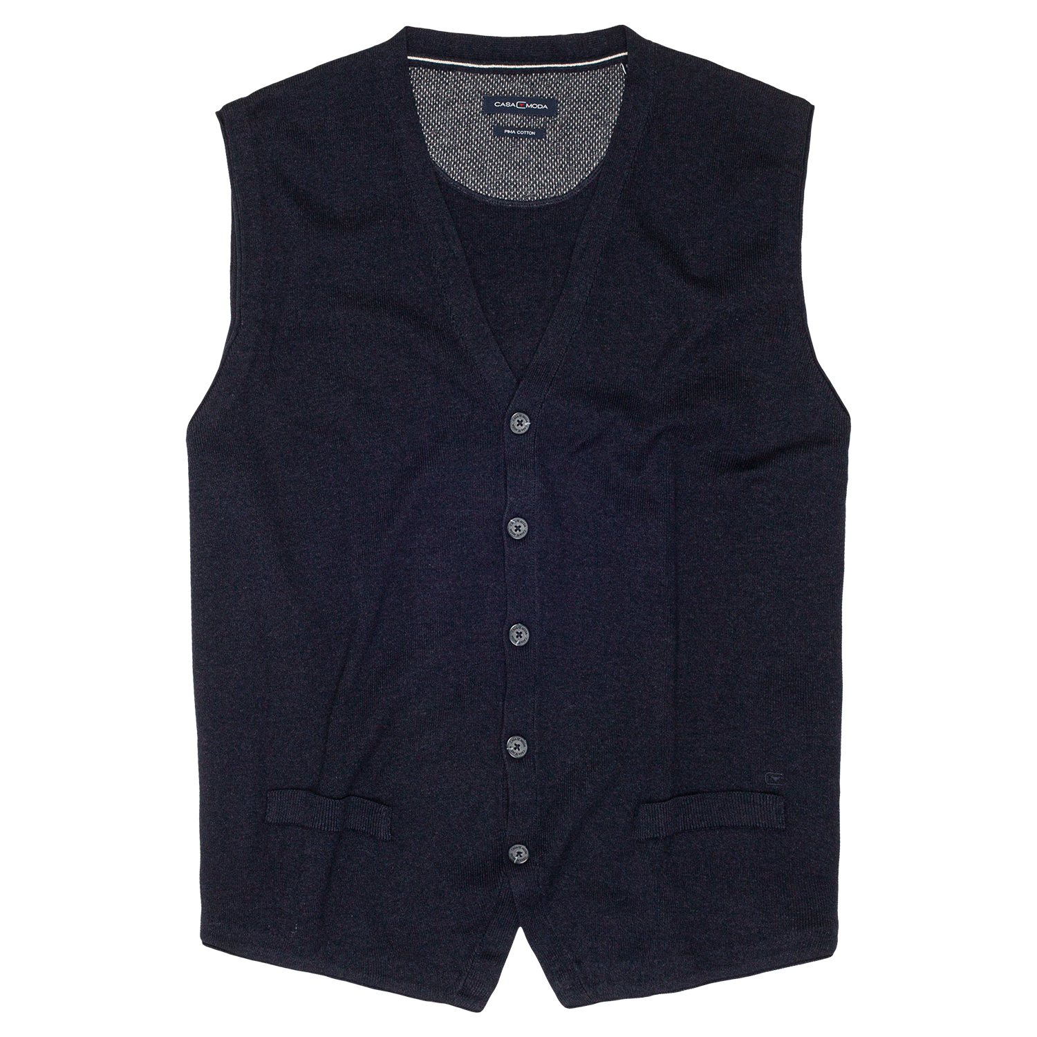 Gilet tricoté pour hommes Casa Moda sans manches en bleu foncé jusqu'au 6XL