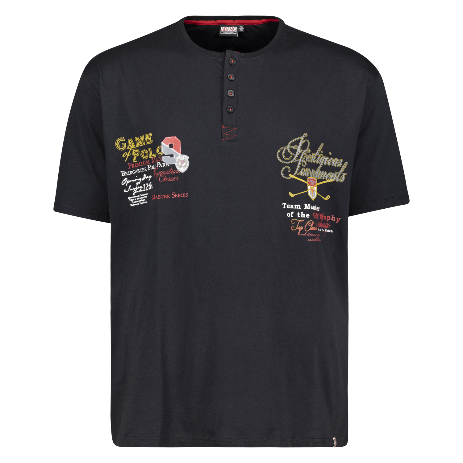 Serafino T-shirt série DUNDEE by ADAMO jusqu'à la grande taille 12XL - couleur: noir
